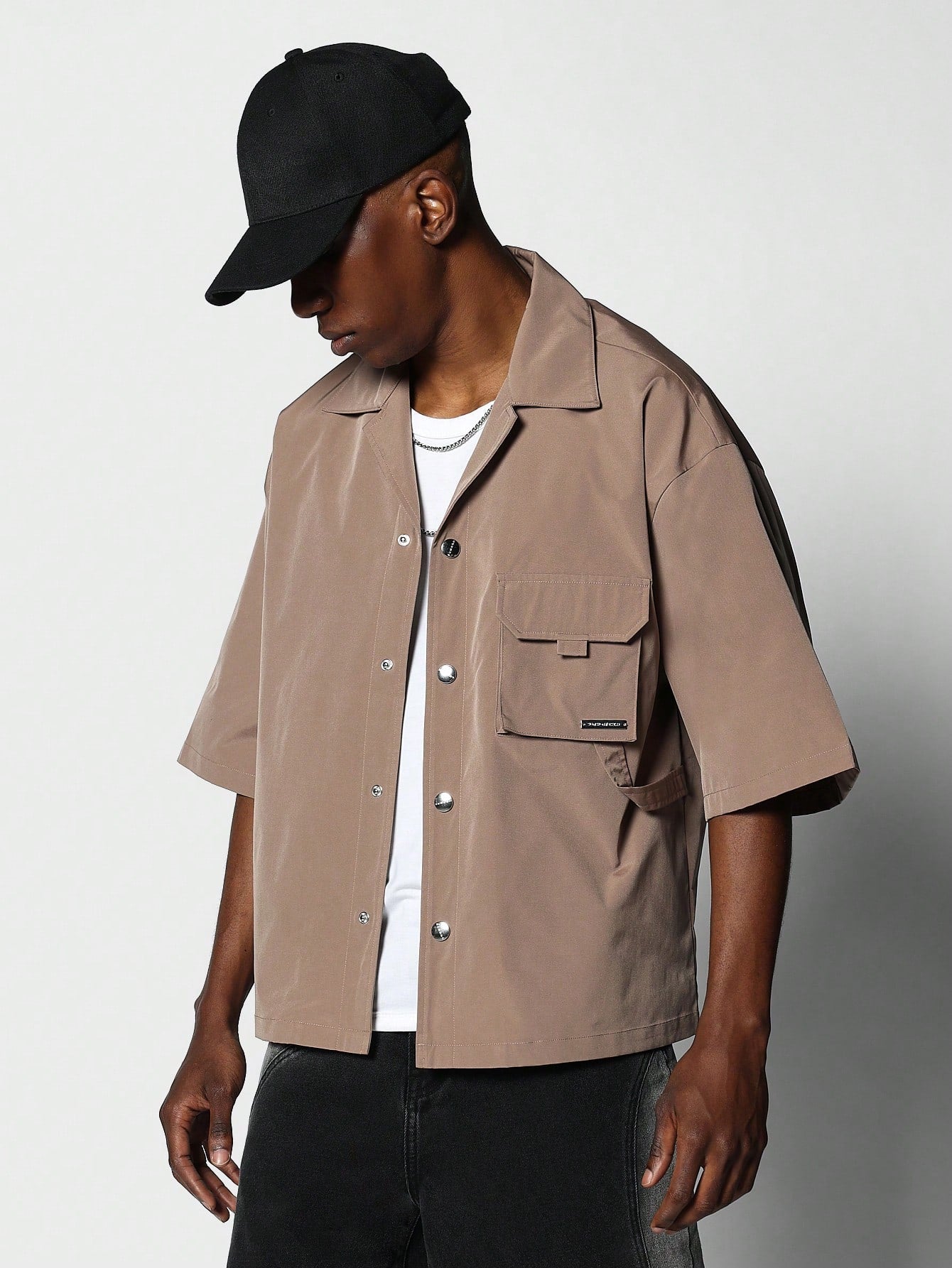 Nylon Boxy Fit Shirt With Pocket