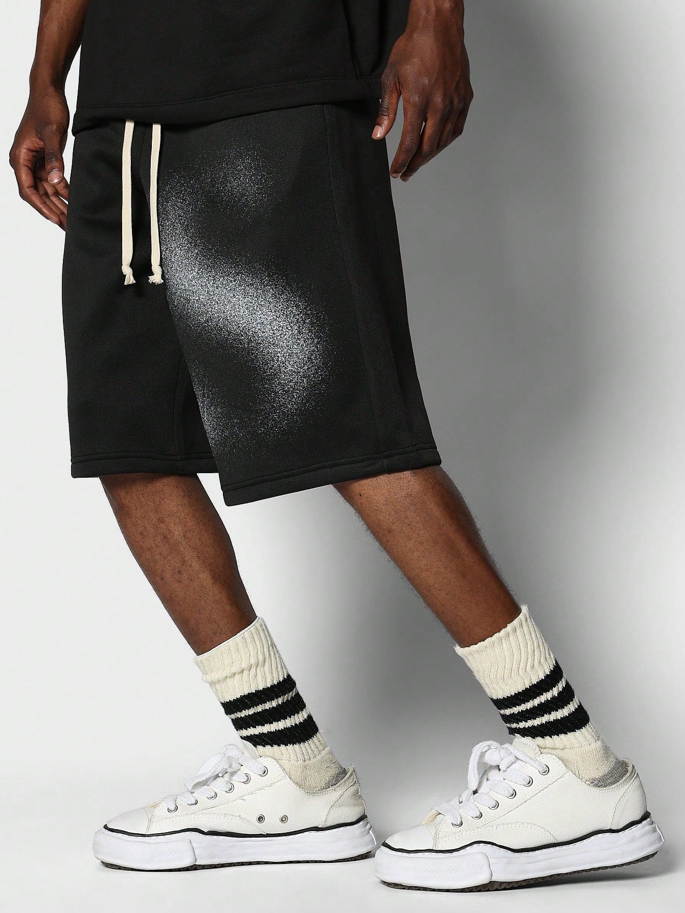 Drop Crotch Jort Short With Blur Graphic