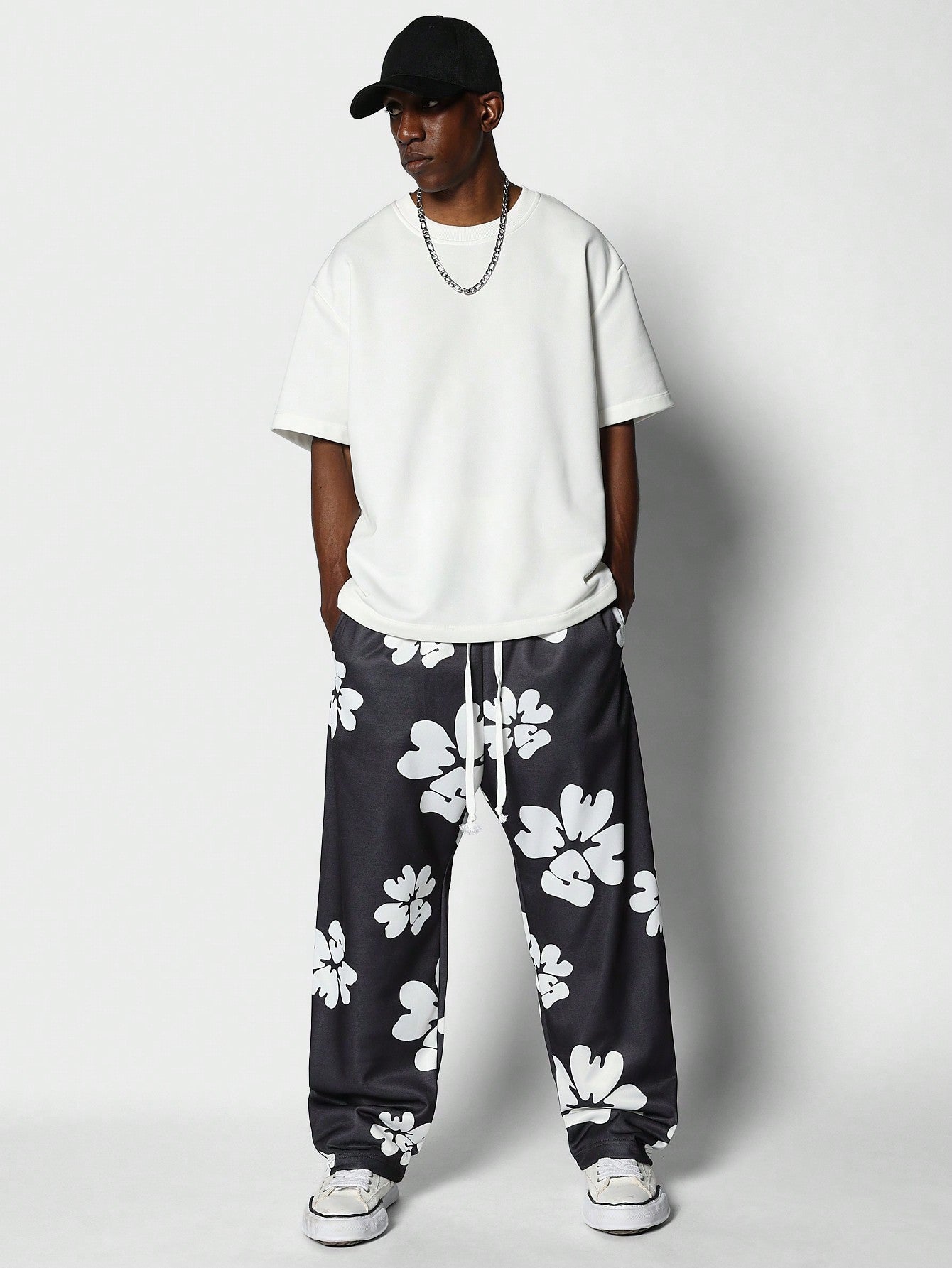 Loose Fit Baggy Joggers With All Over Print