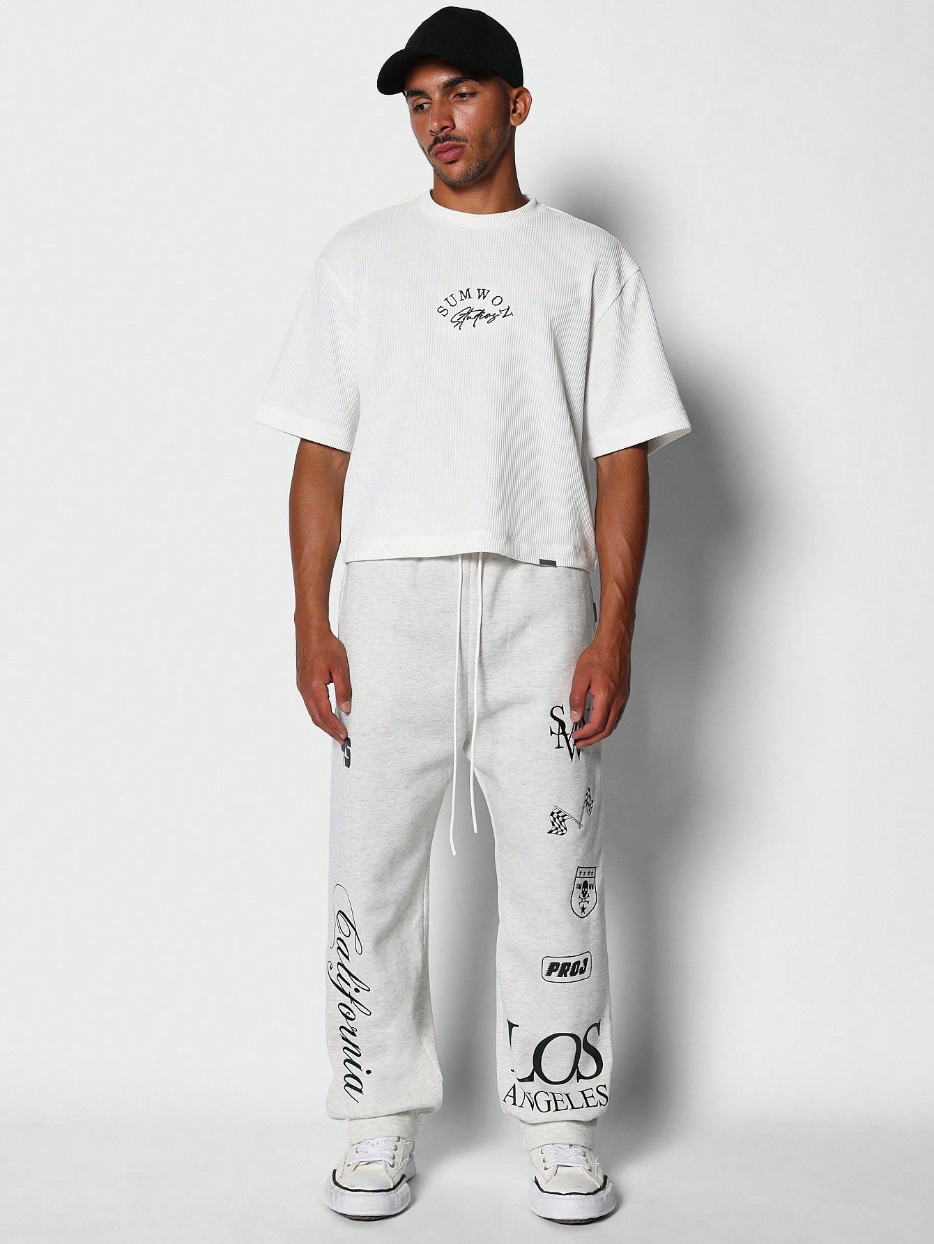 Drop Crotch Jogger Pant With Multi Patch Graphic