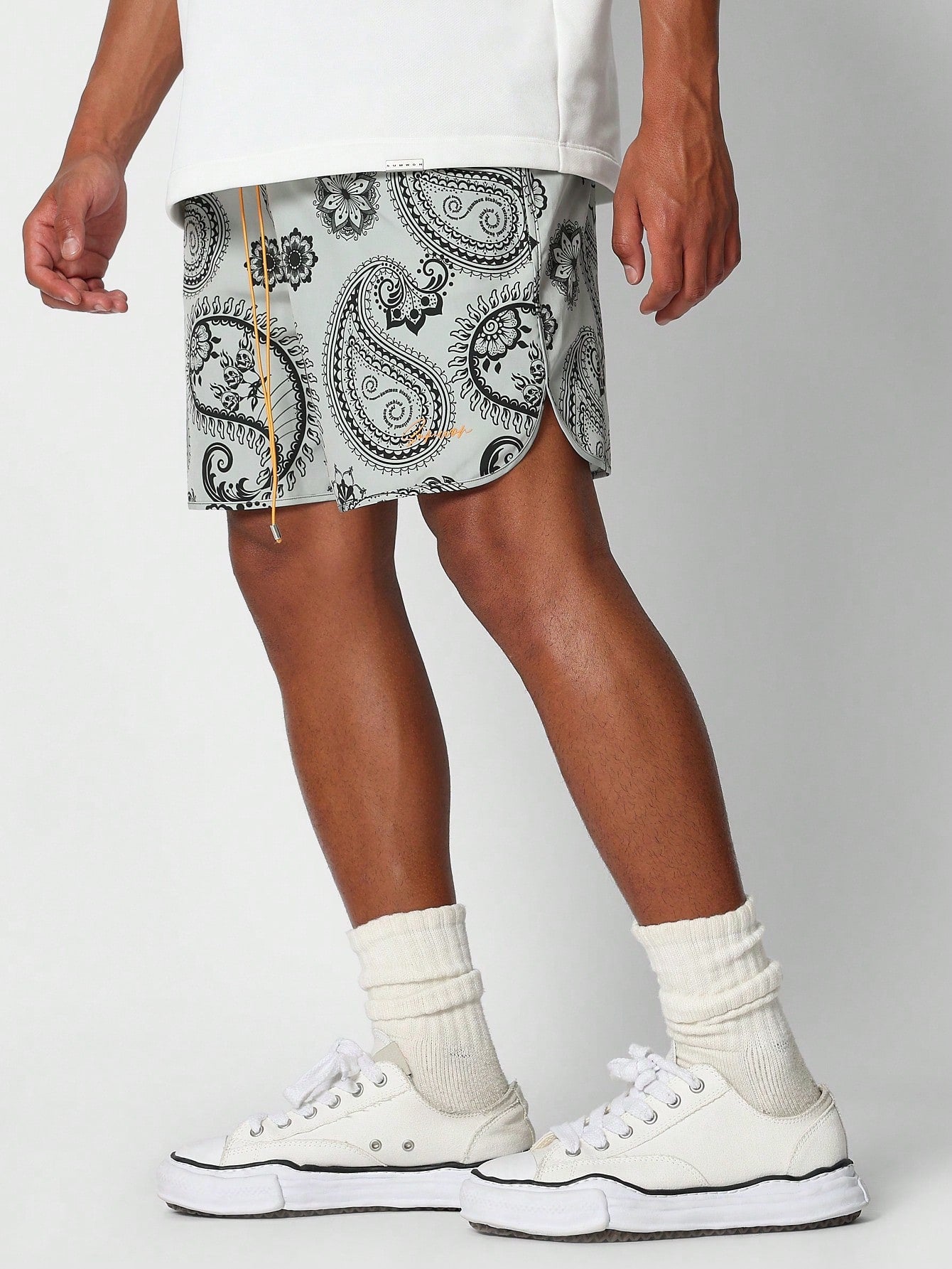 Nylon Short With All Over Print