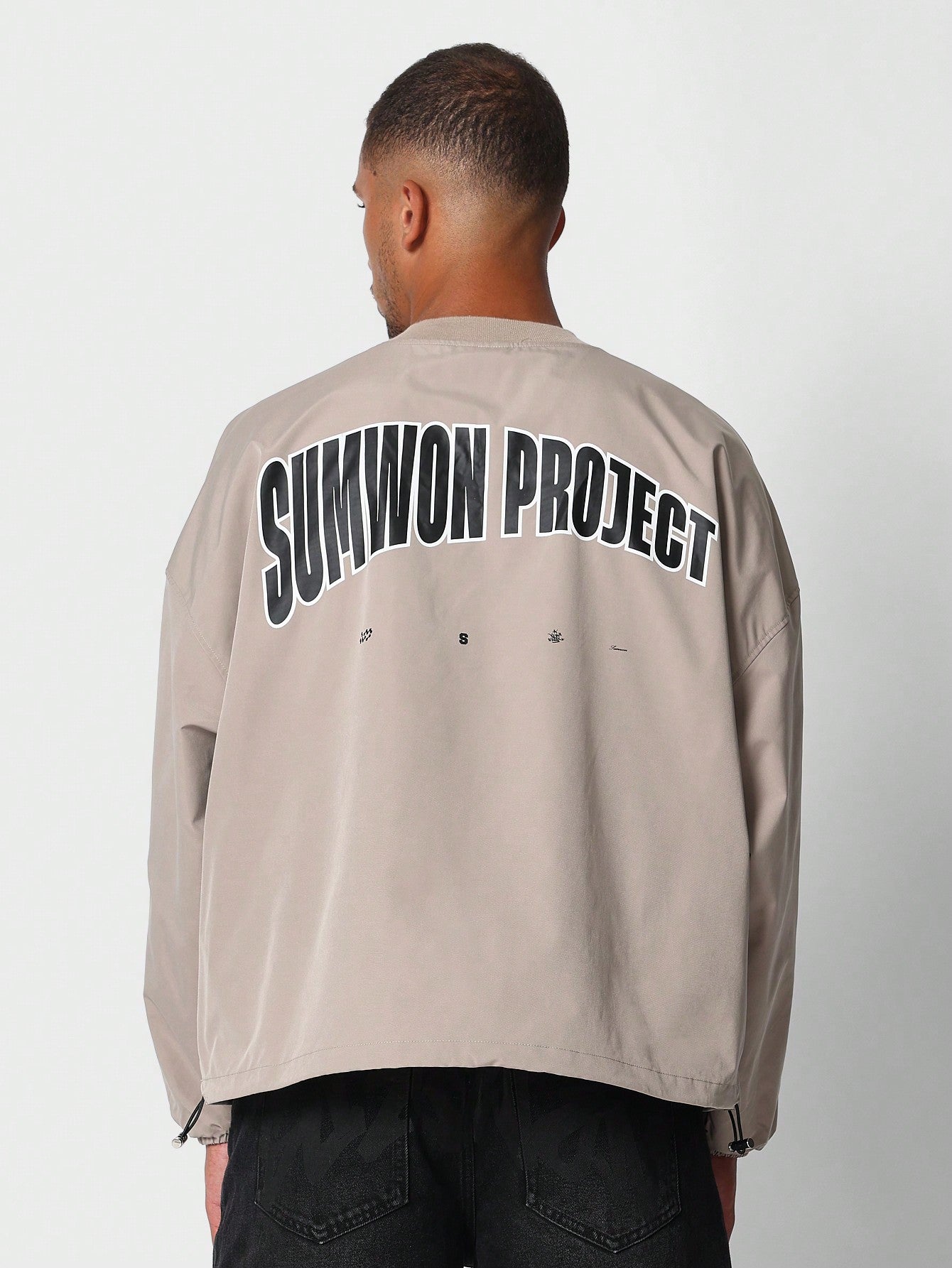 Nylon Oversized Fit Shirt With Back Graphic Print