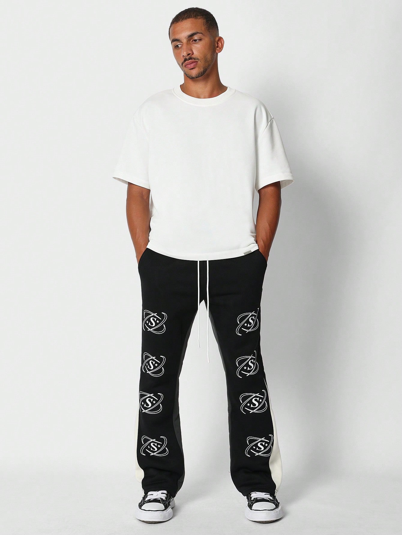 Flare Fit Colour Blocked Jogger Pant With Graphic