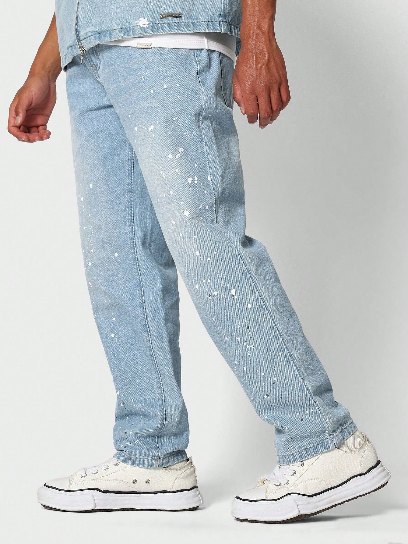 Straight Fit Jean With Paint Print