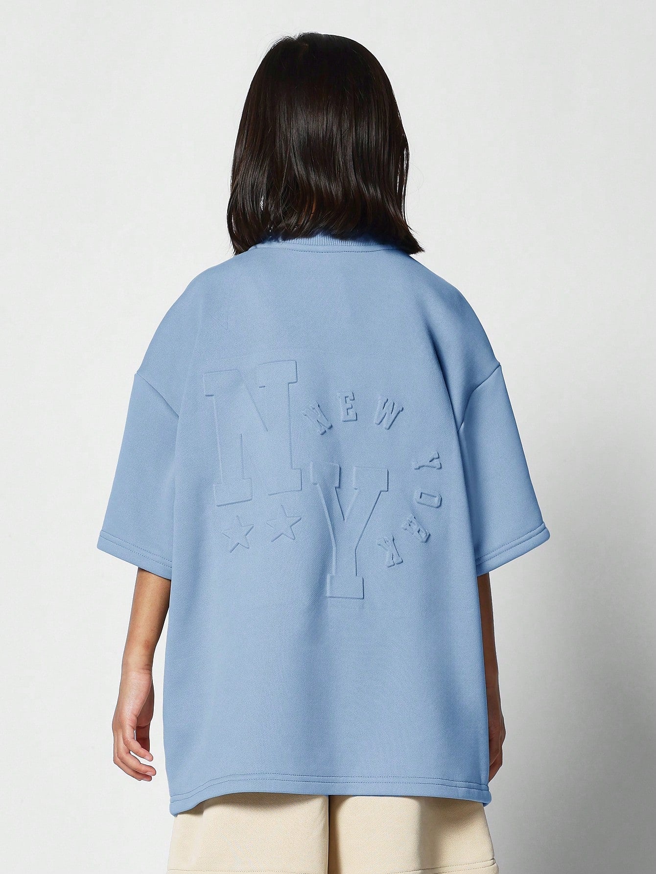 Tween Girl Oversized Fit Tee With Embossing