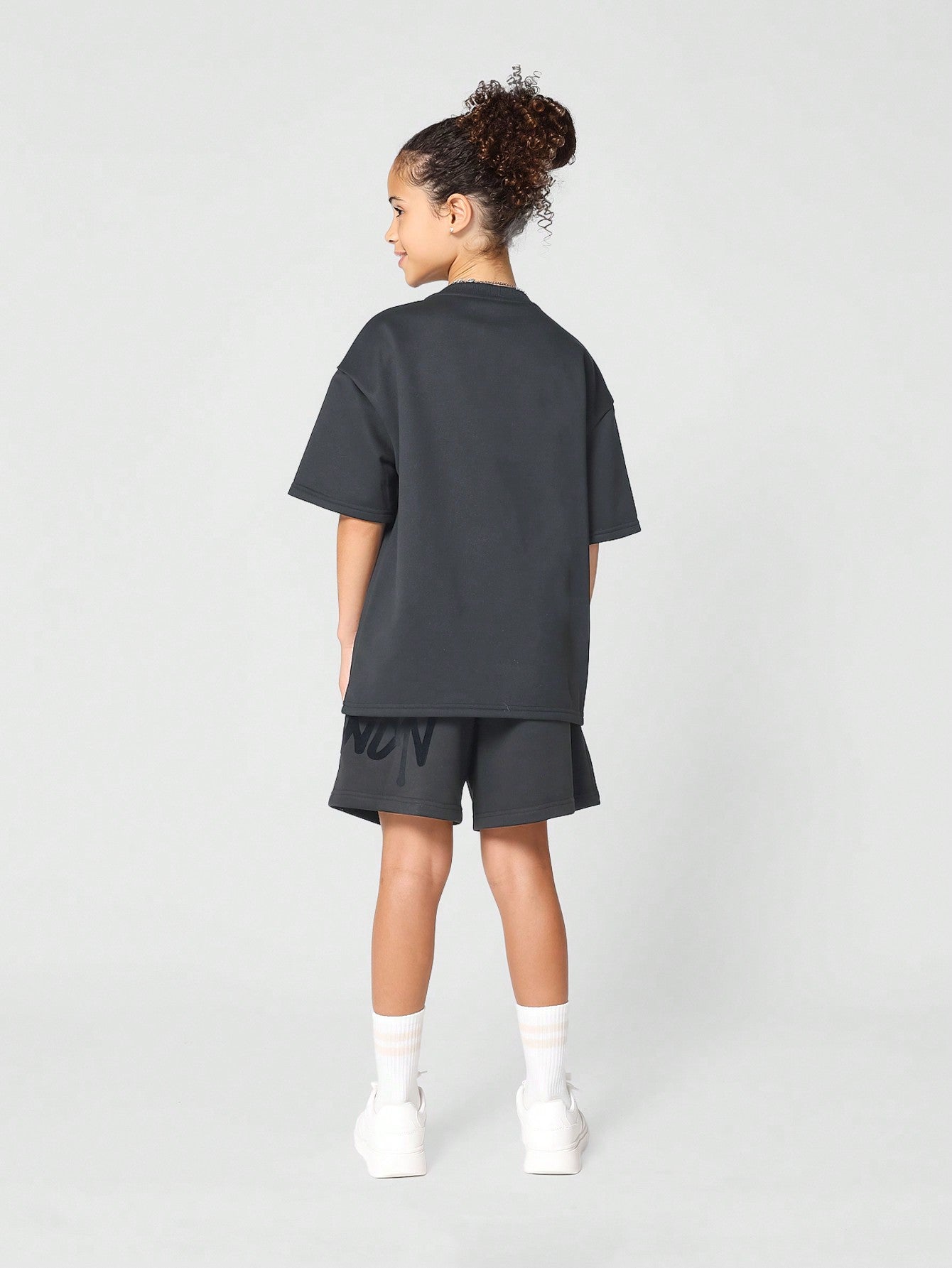 Tween Girl Drop Crotch Short With Letter Print