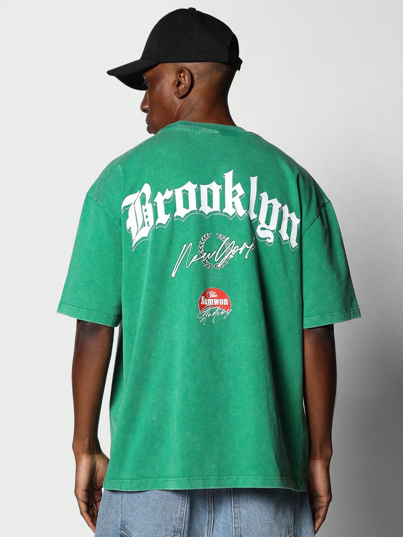 Washed Tee Wit Brooklyn Graphic Print