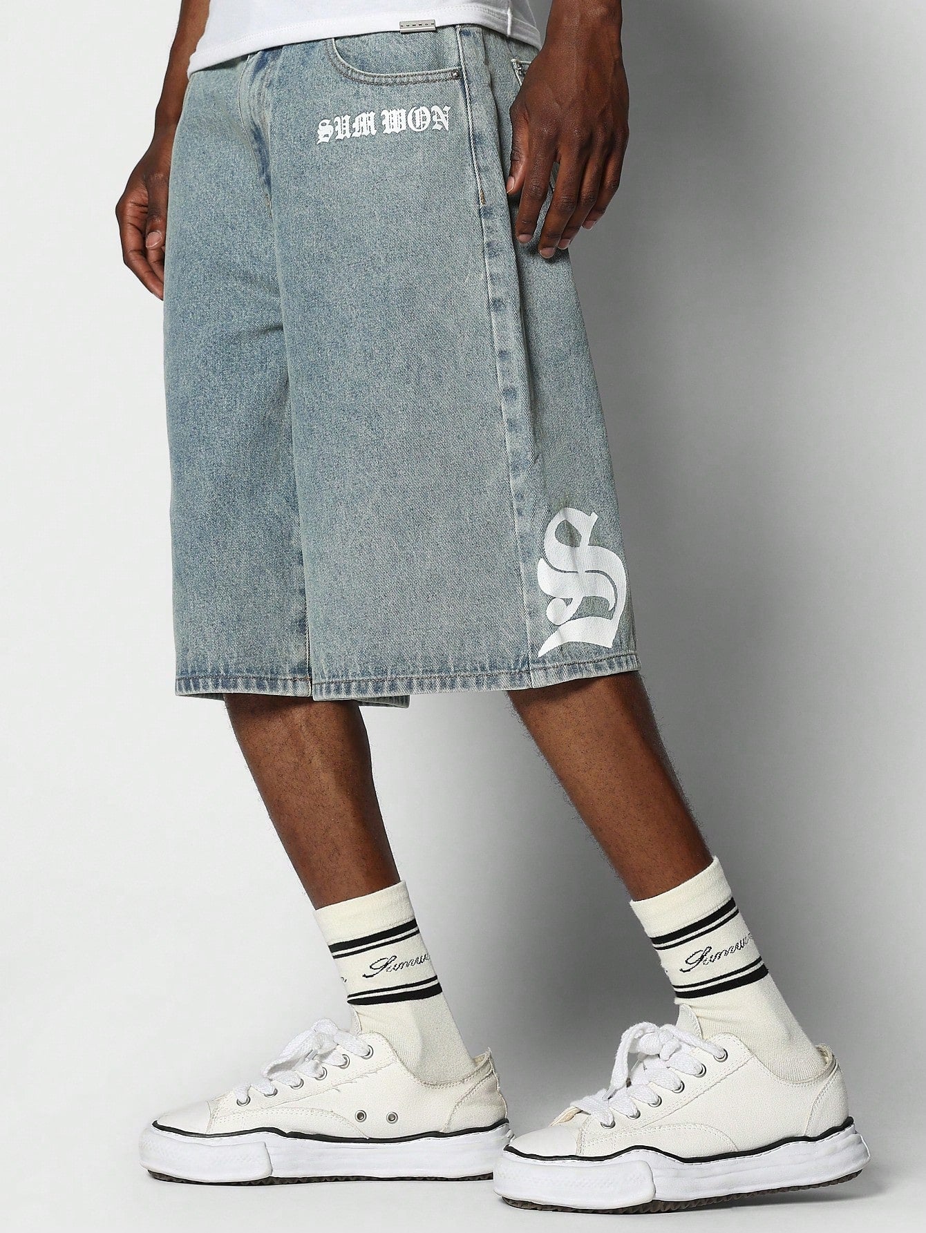 Denim Jort With Graphic