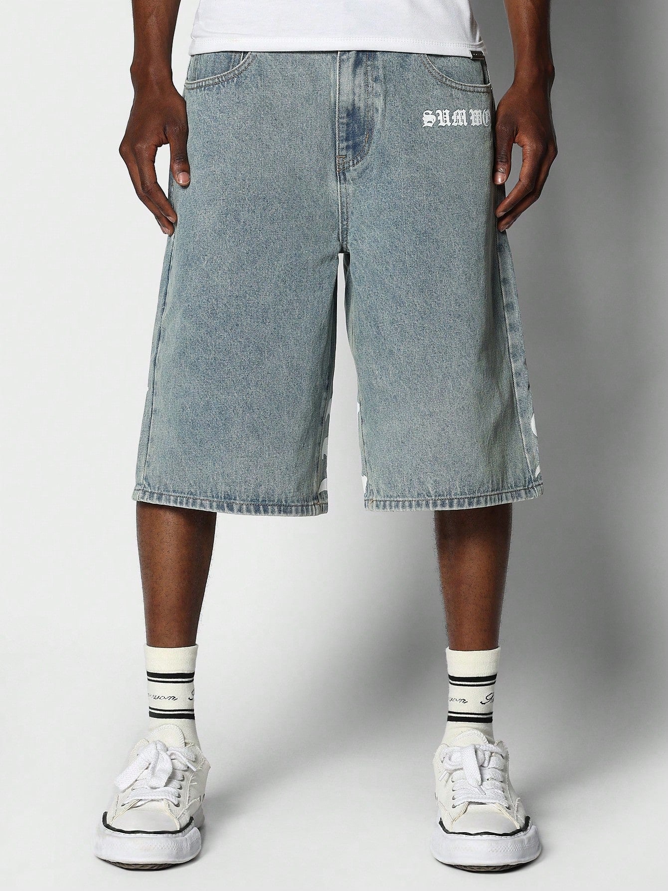 Denim Jort With Graphic