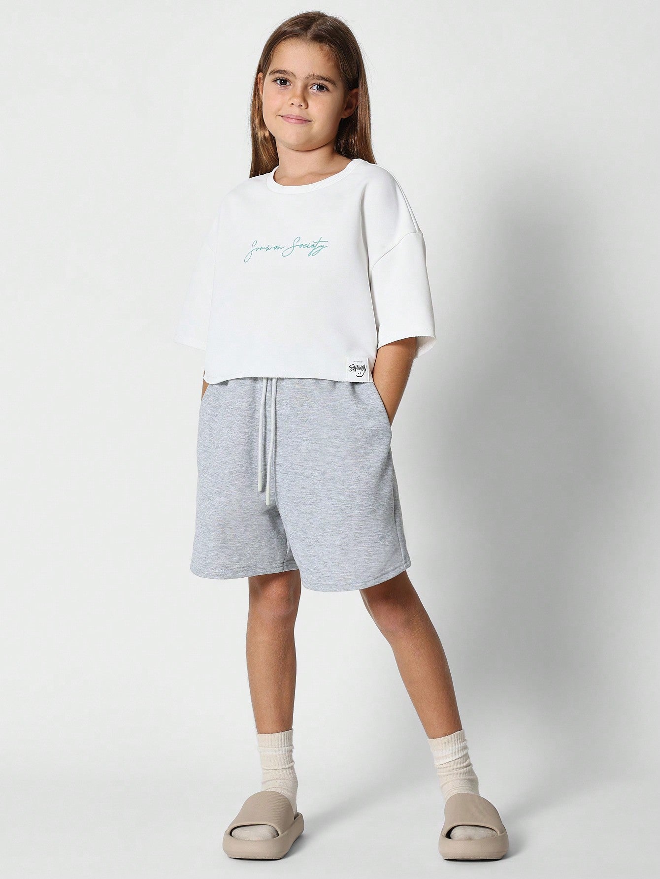 Tween Girls Crop Fit Tee With Embroidery