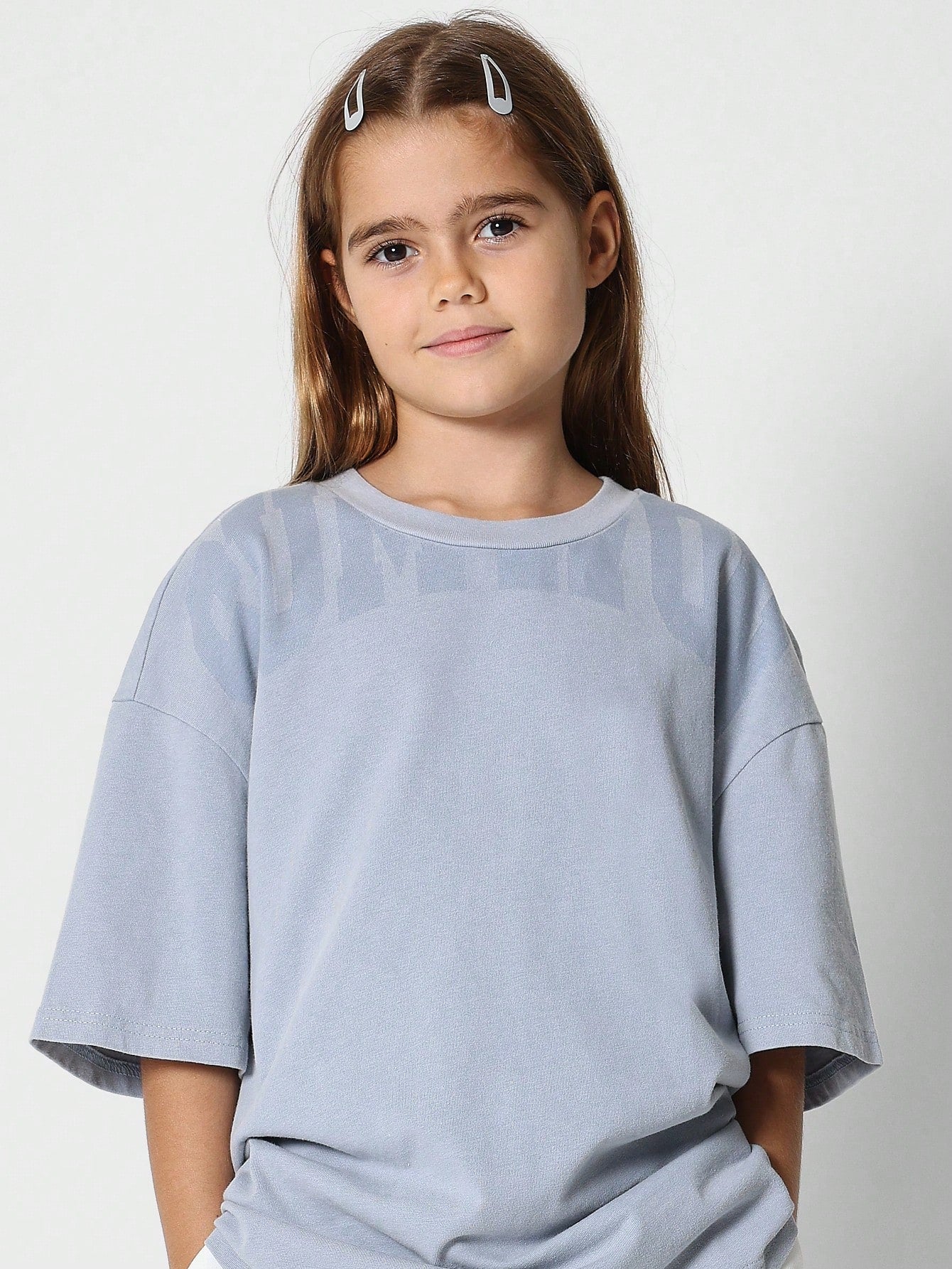 Tween Girls Oversized Elbow Sleeve Washed Tee With Graphic Print