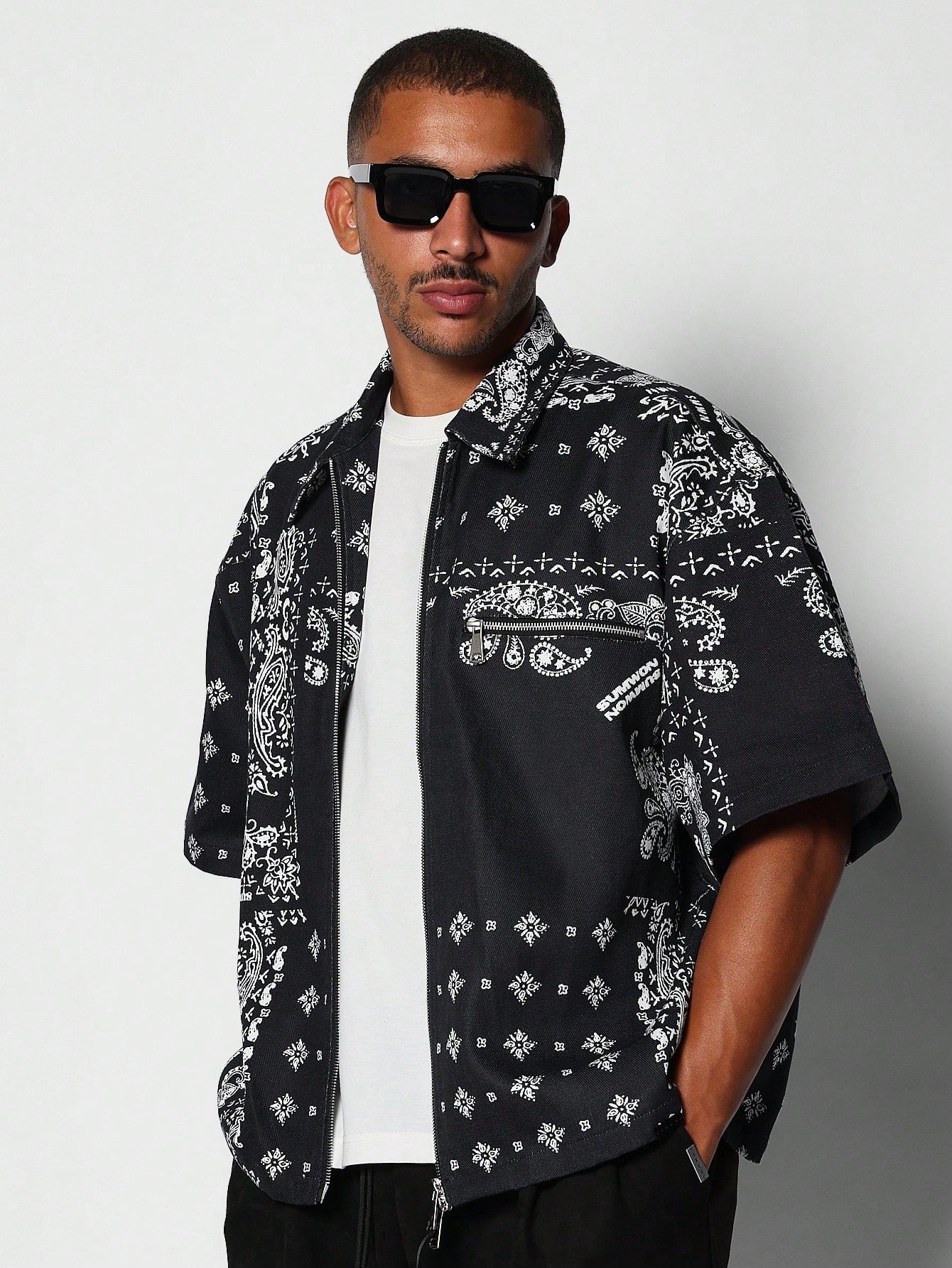 Zip Through Shirt With All Over Print