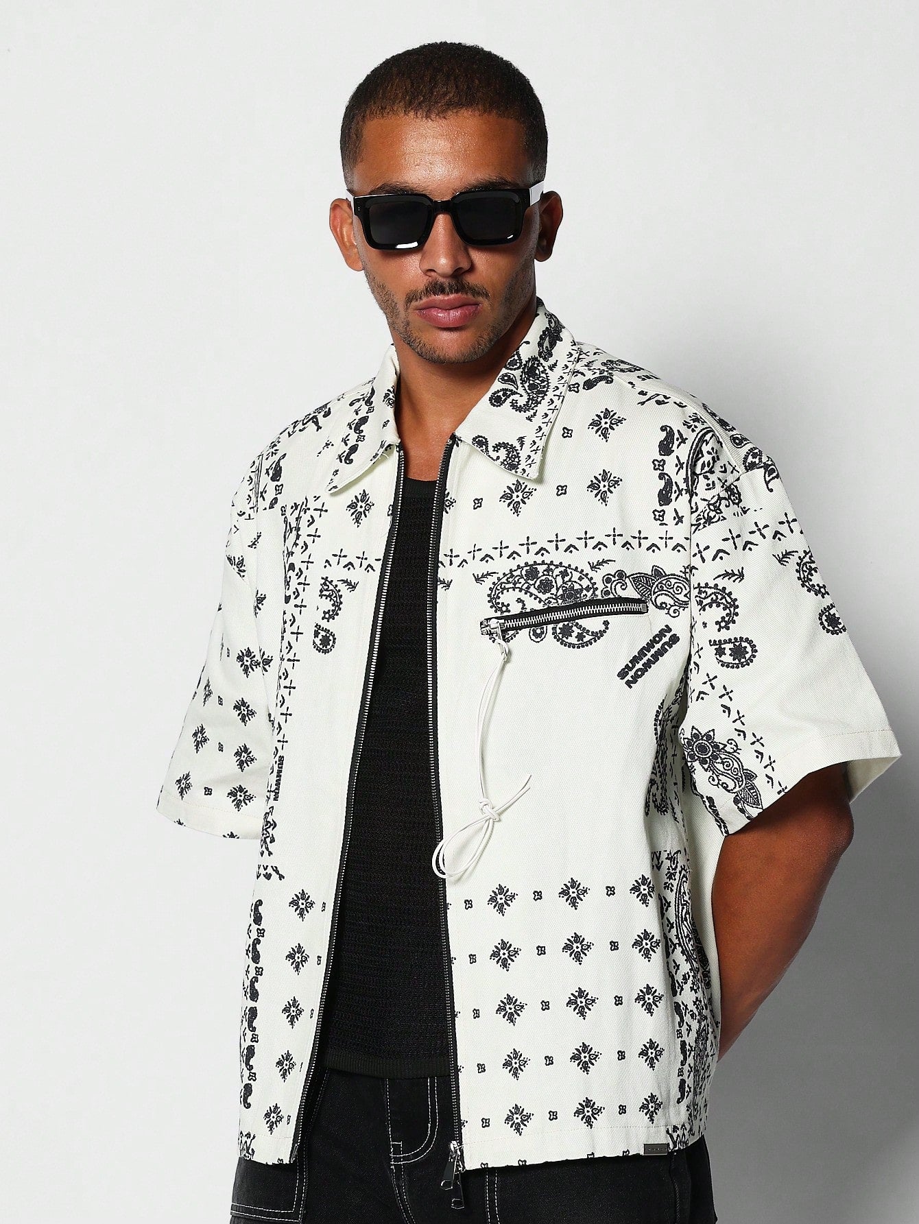 Zip Through Shirt With All Over Print