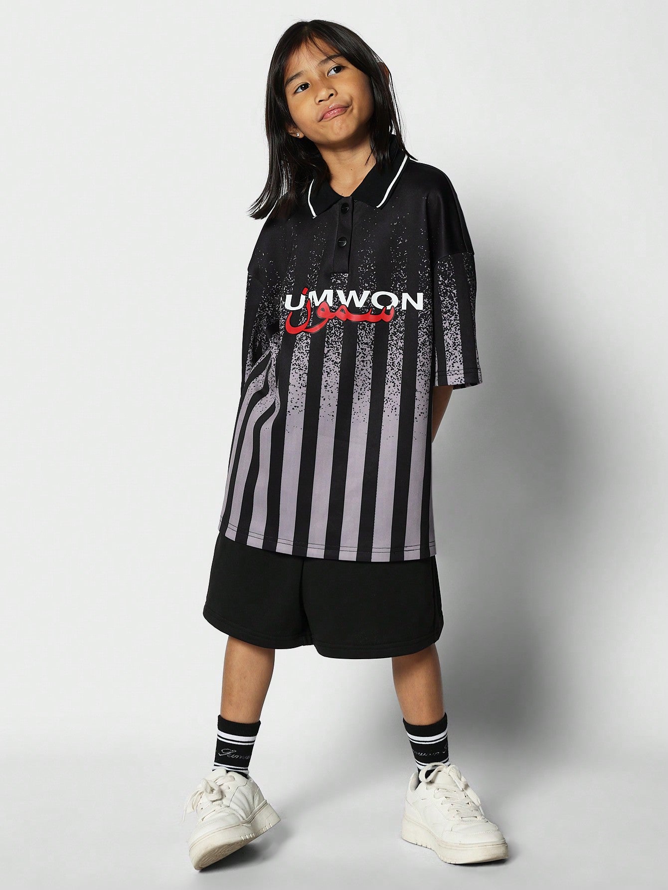 Tween Girls Polo Shirt With All Over Print