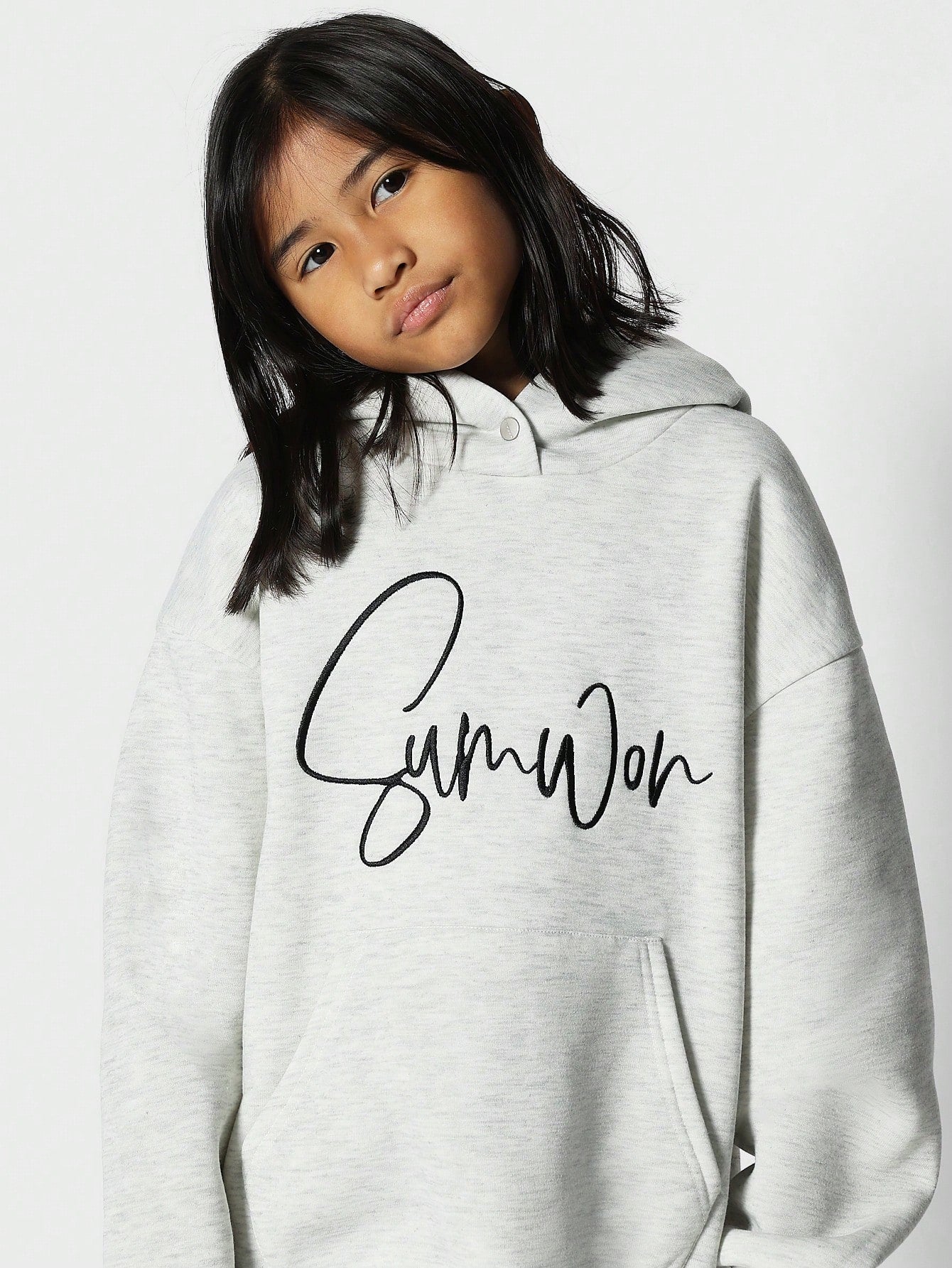 Tween Girls Overhead Hoodie With Embroidery