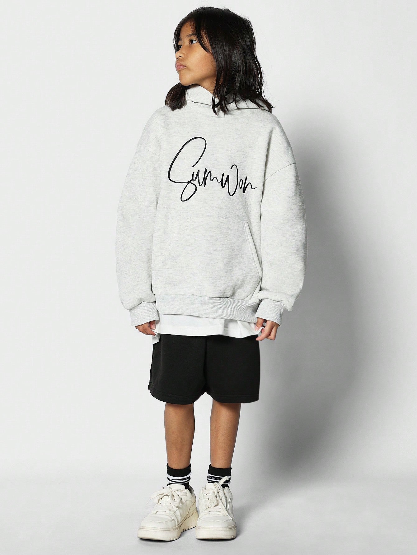 Tween Girls Overhead Hoodie With Embroidery