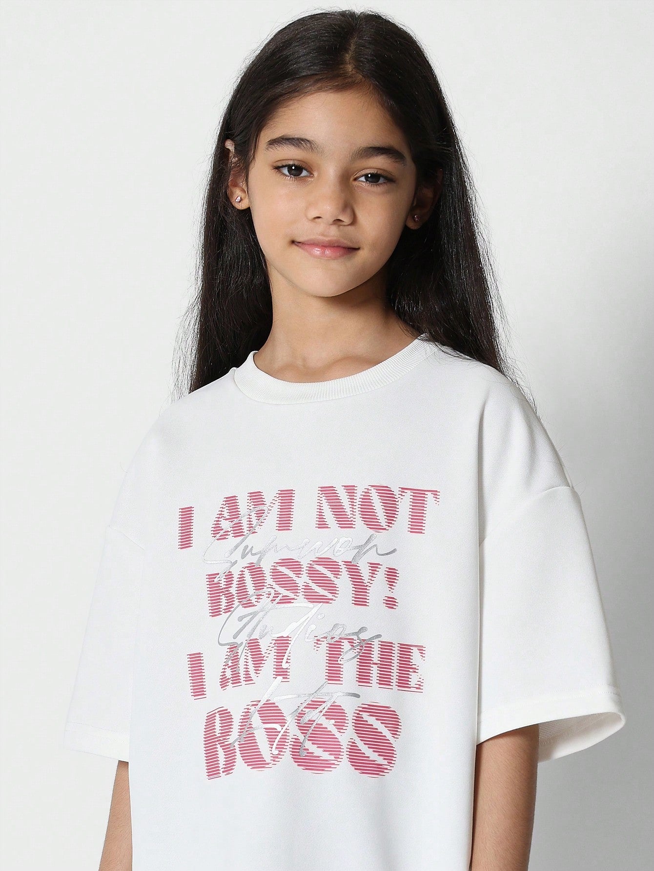 Tween GirlsOversized Fit Tee With Front Print