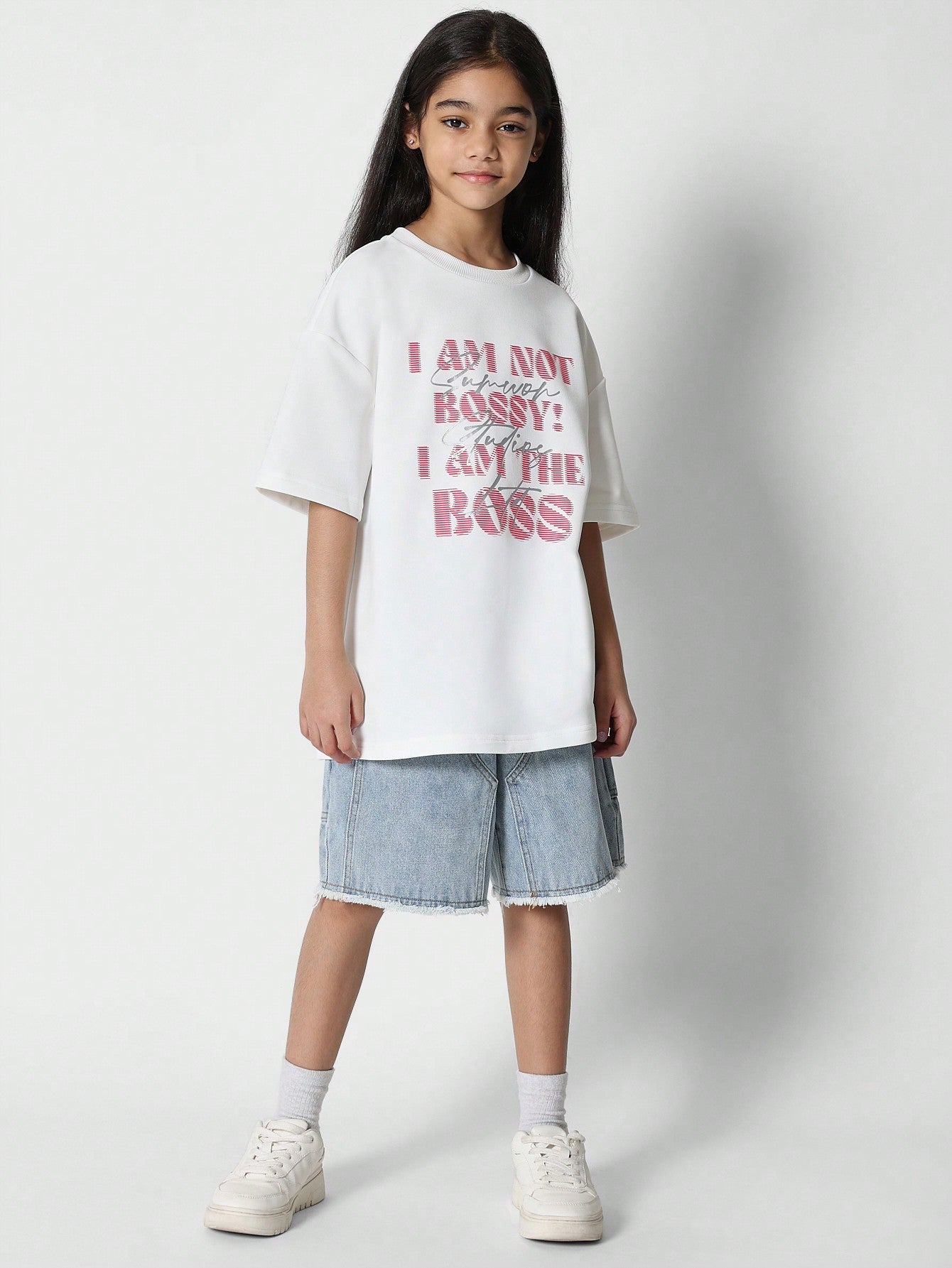 Tween GirlsOversized Fit Tee With Front Print