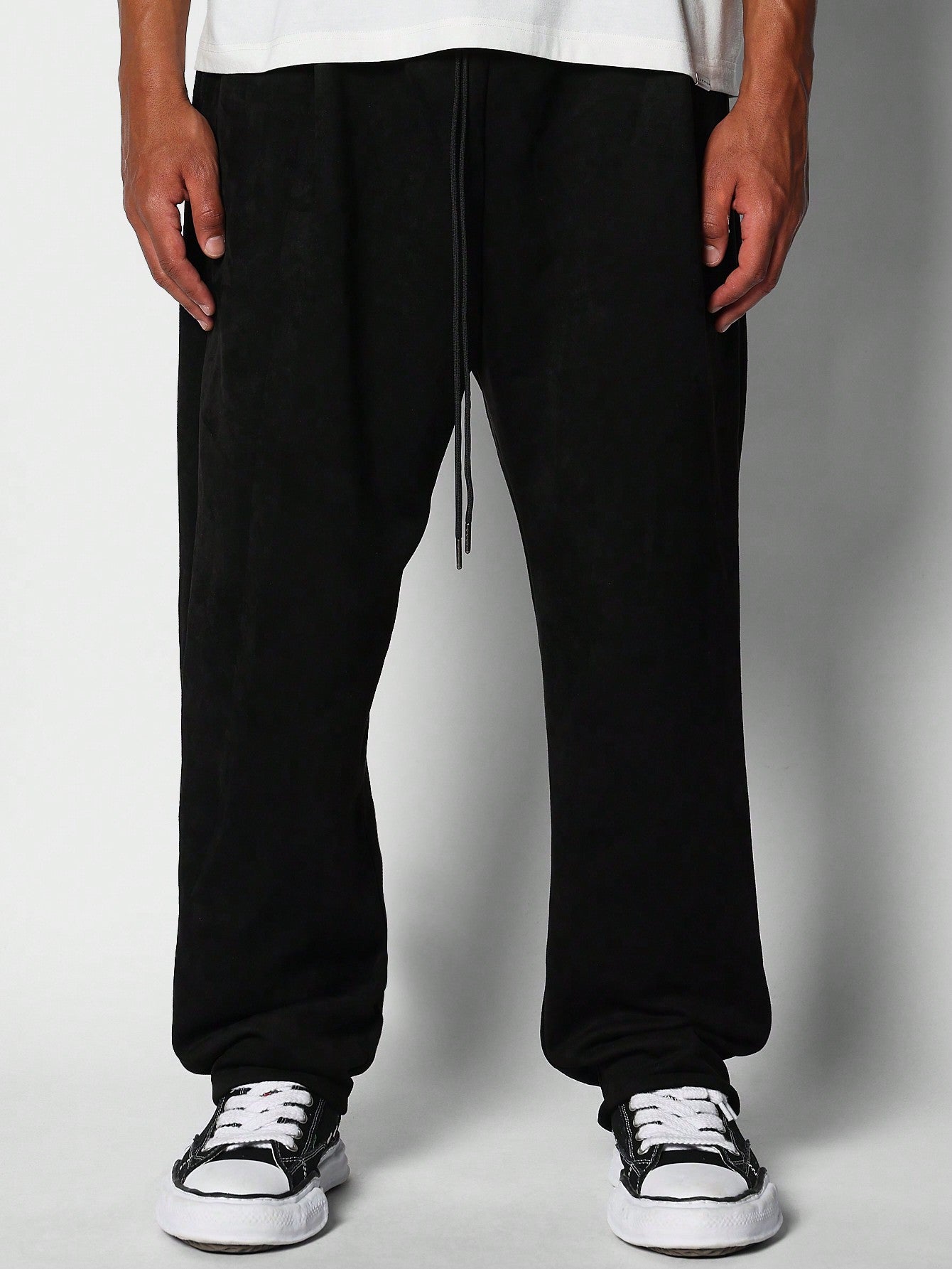 Suedette Straight Fit Pleated Jogger