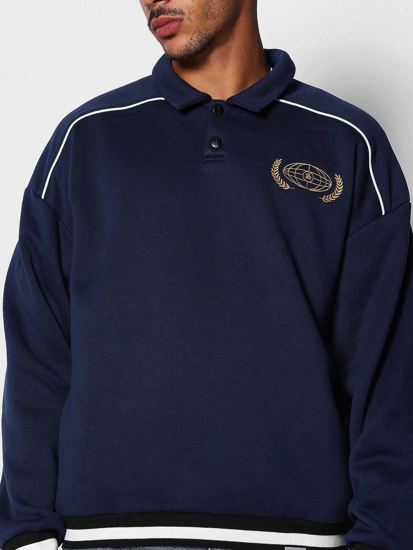 Oversized Fit Heavyweight Collegiate Polo Sweatshirt