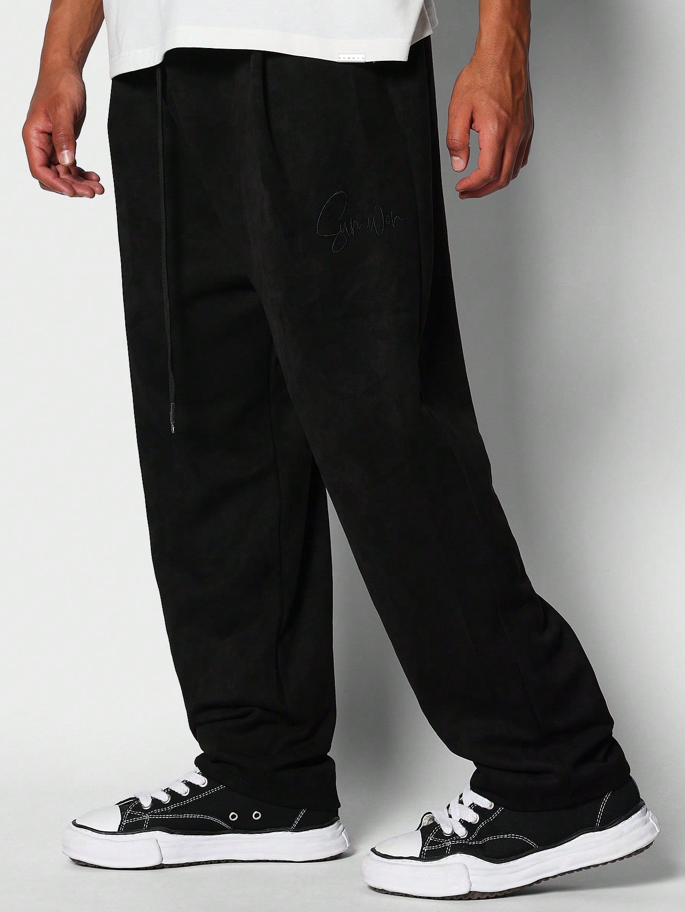 Suedette Straight Fit Pleated Jogger