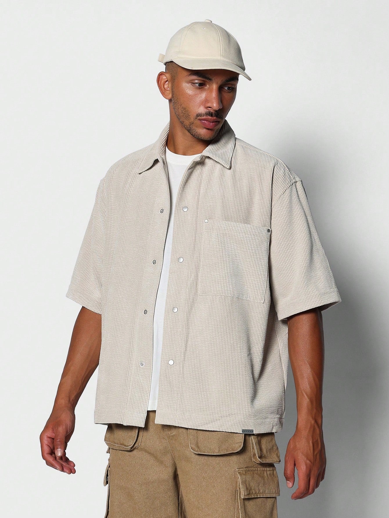 Corduroy Shirt With Back Graphic Print