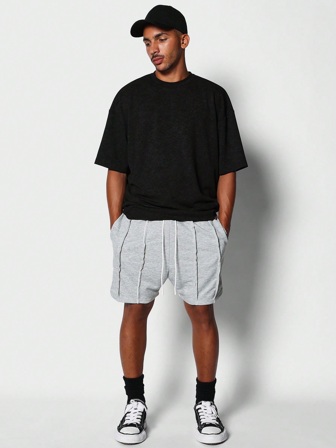 Drop Crotch Short With Exposed Seam