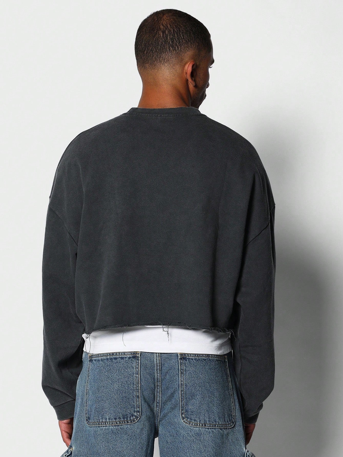 Crop Fit Raw Edge Premium Washed Sweatshirt