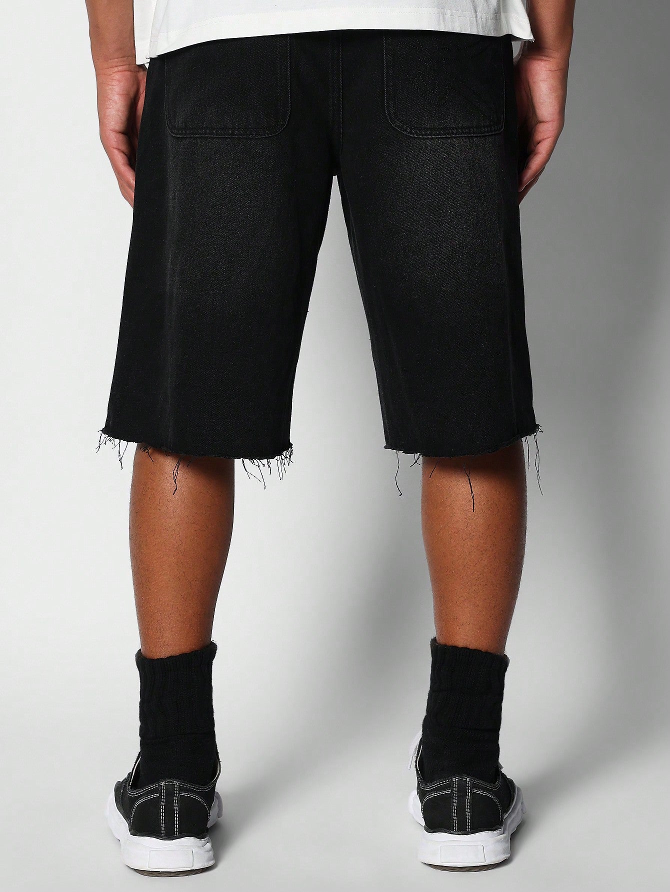 Raw Hem Pull-On Denim Short