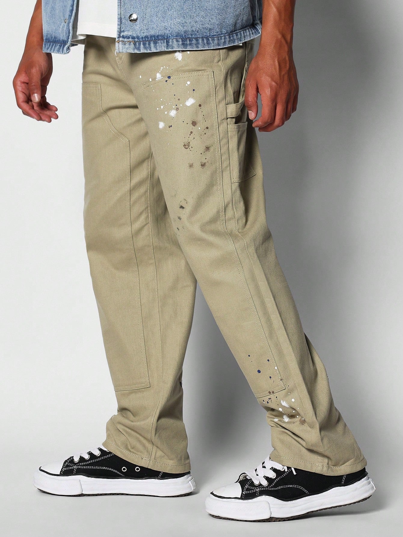 Loose Fit Carpenter Pant With Paint Print