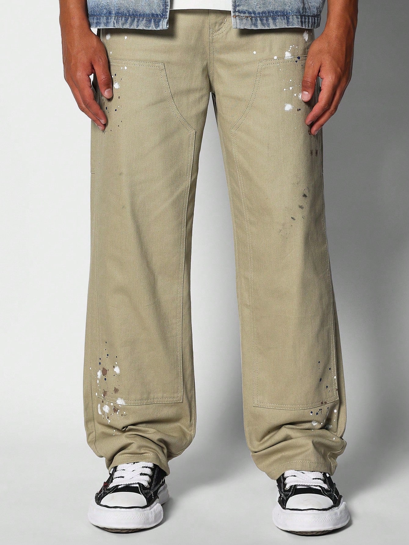 Loose Fit Carpenter Pant With Paint Print