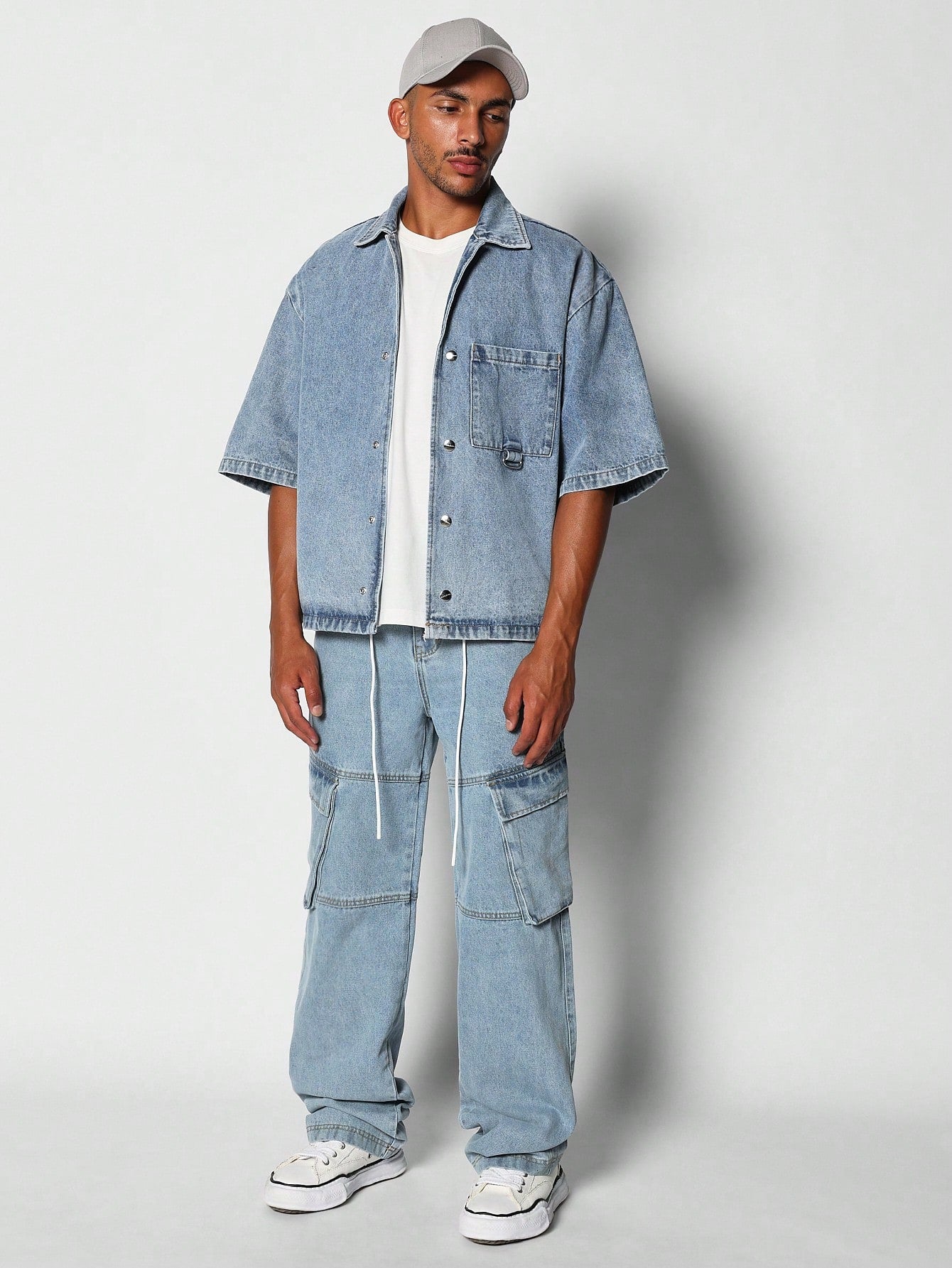 Loose Fit Cargo Jean With Tie Detail