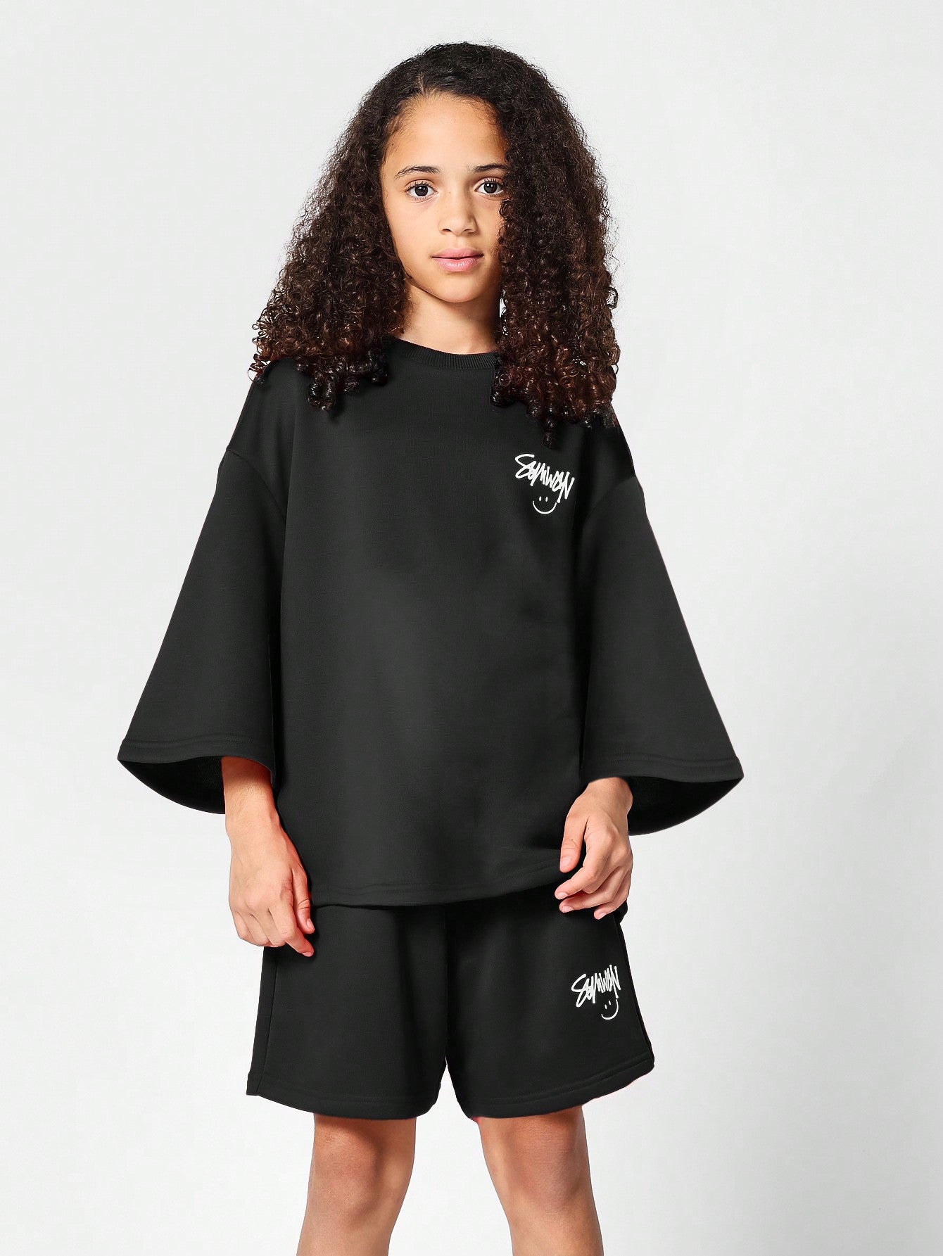 Kids Unisex Oversized Fit Tee With Short 2 Piece Set