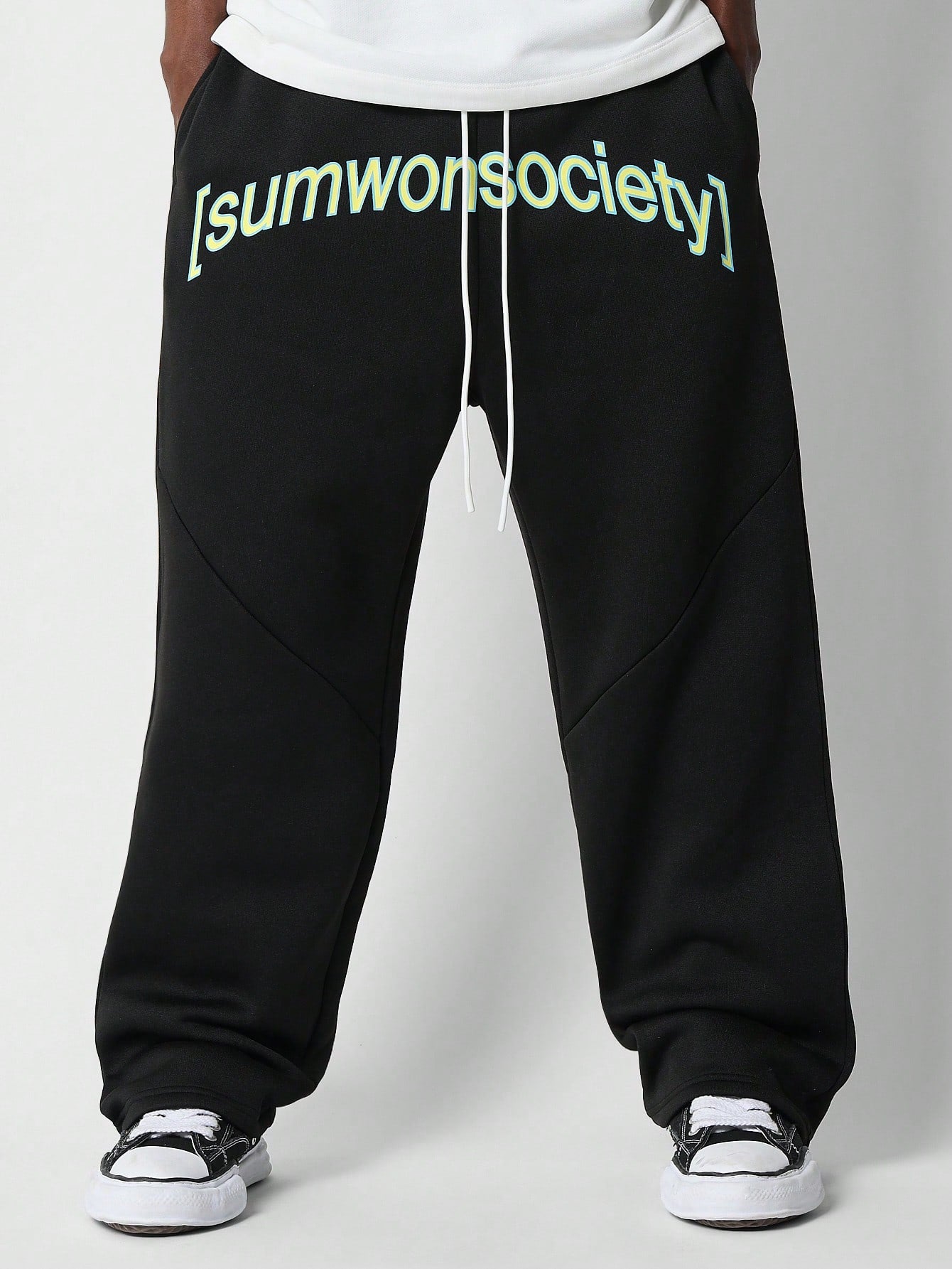 Drop Crotch Jogger With Flame Graphic