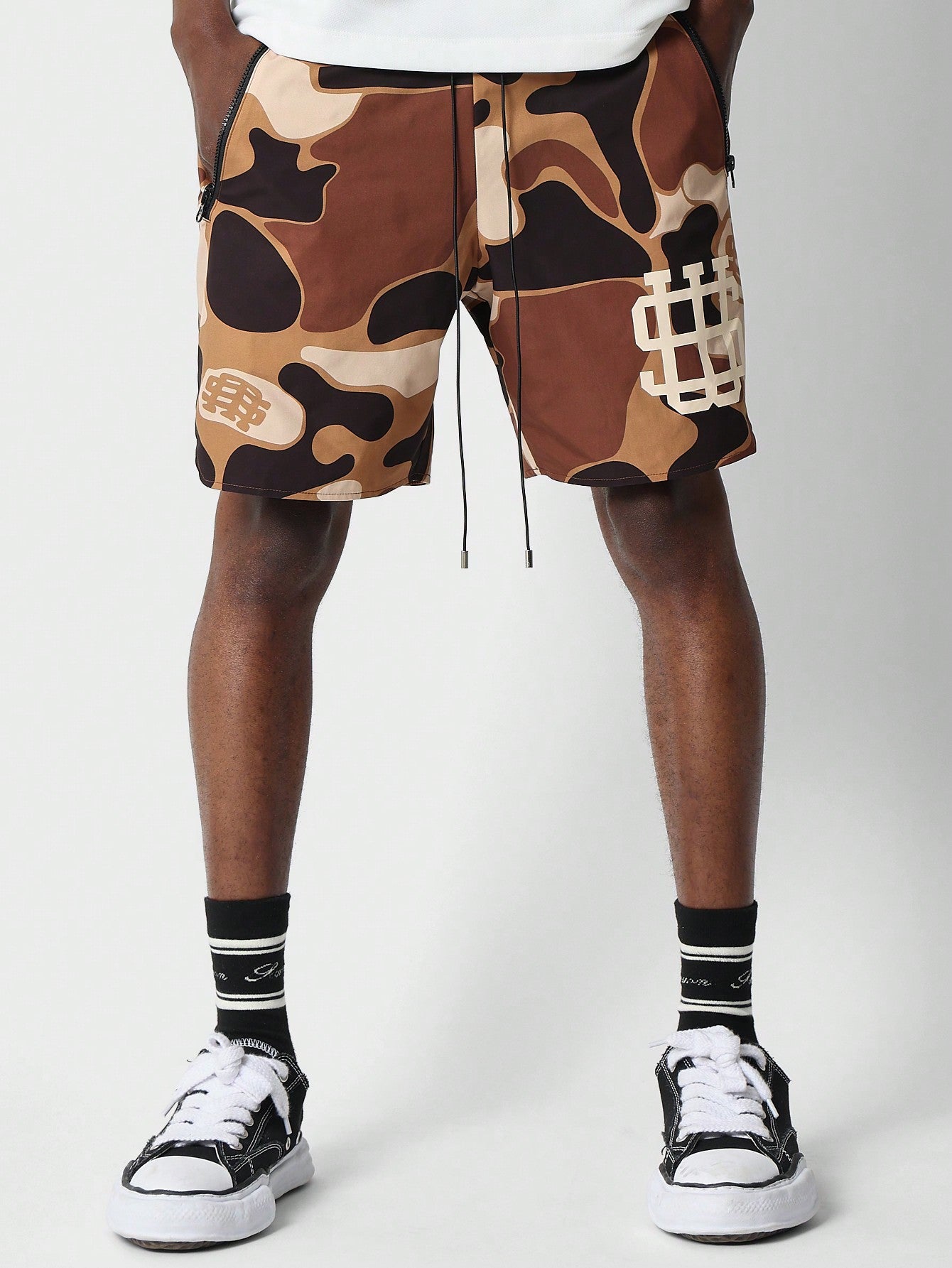 Nylon Short With Camo Print