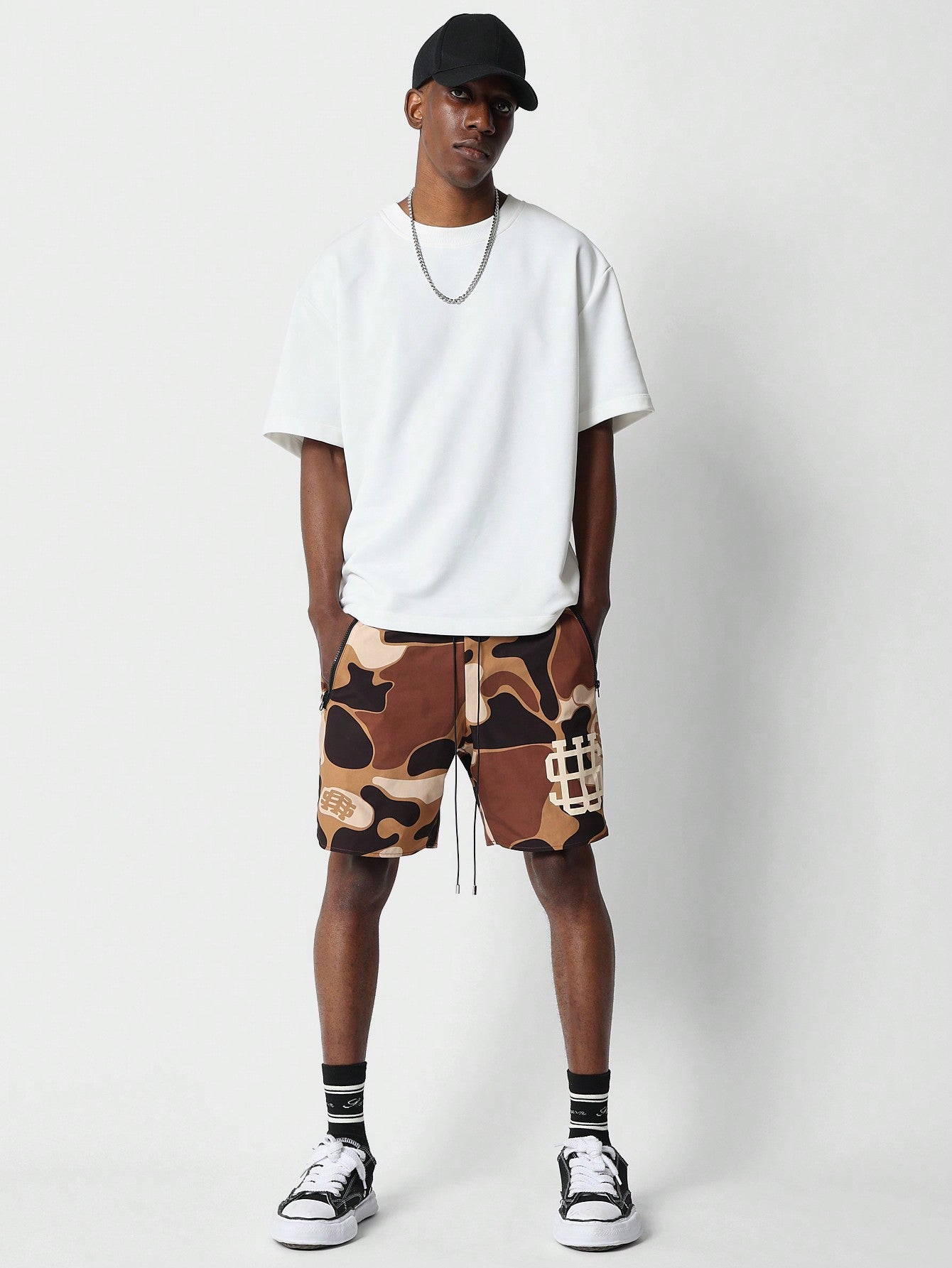 Nylon Short With Camo Print