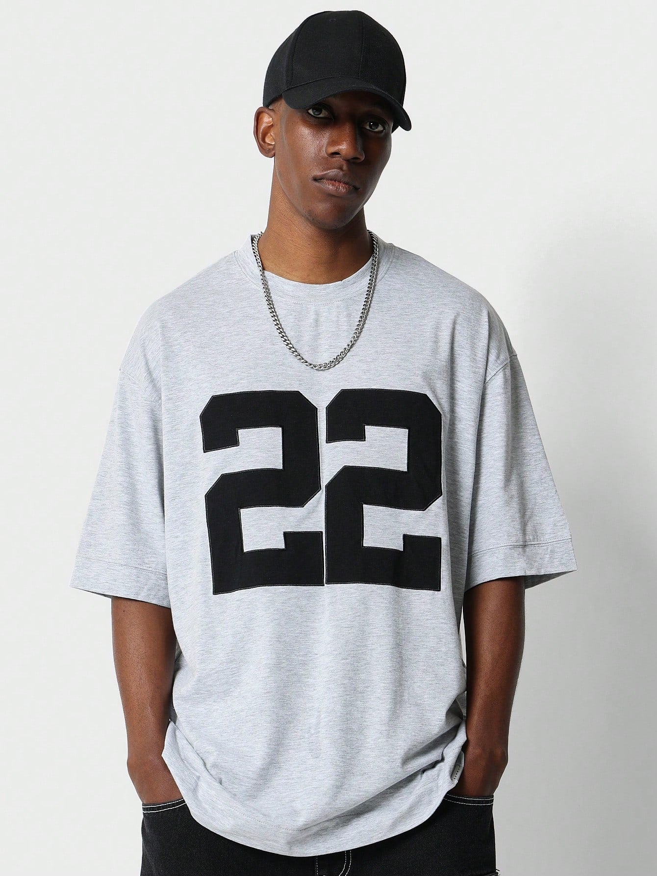 Oversized Fit Tee With Number Graphic Print