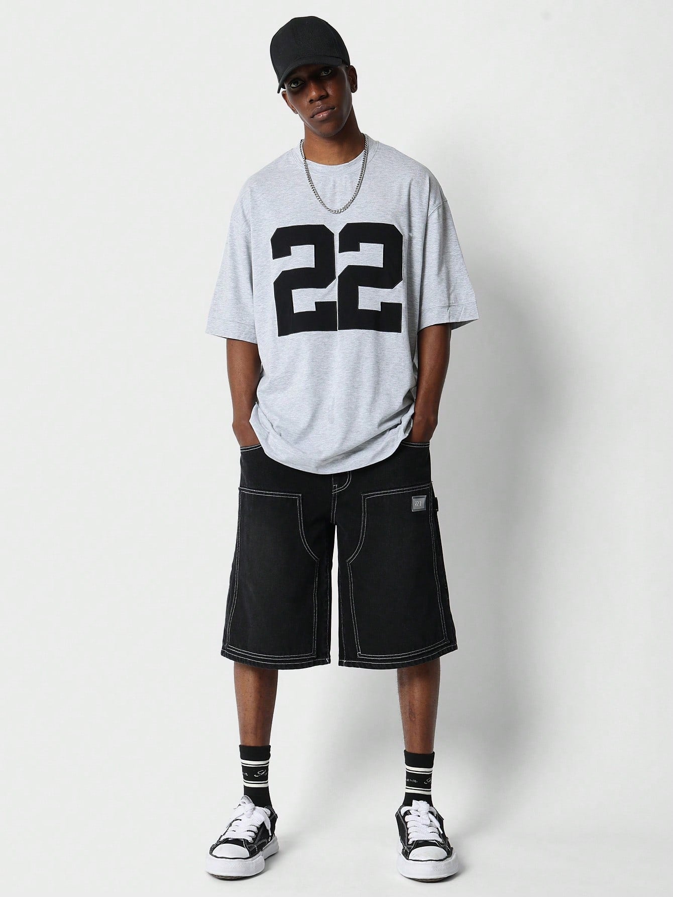 Oversized Fit Tee With Number Graphic Print