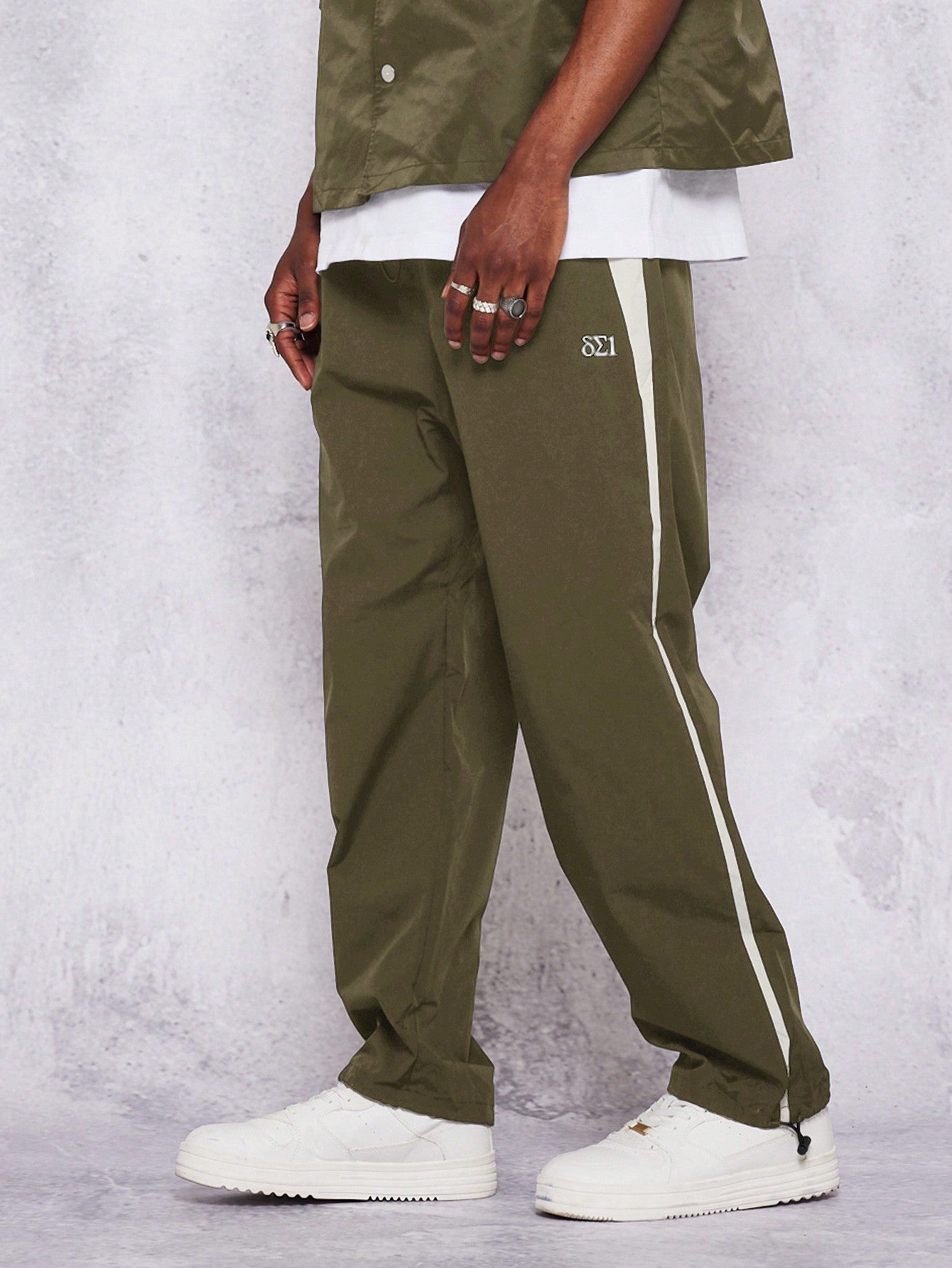 Straight Leg Nylon Pant With Contrast Panels