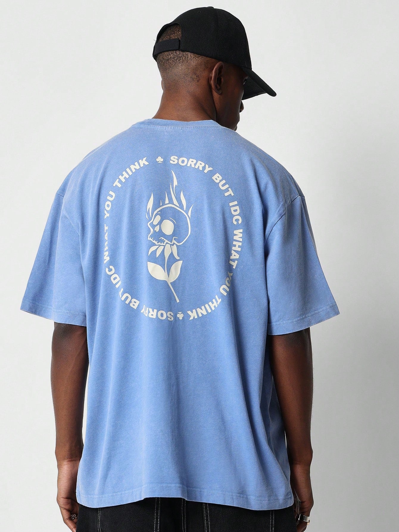 Regular Fit Washed Tee With Skull Back Print