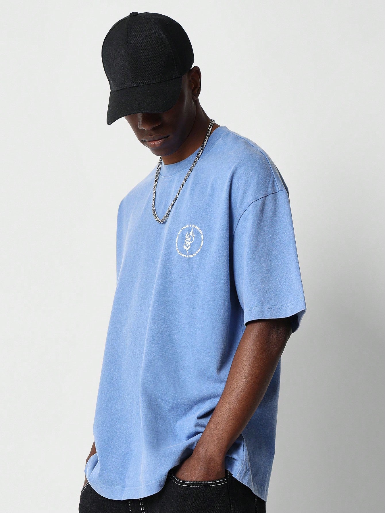 Regular Fit Washed Tee With Skull Back Print