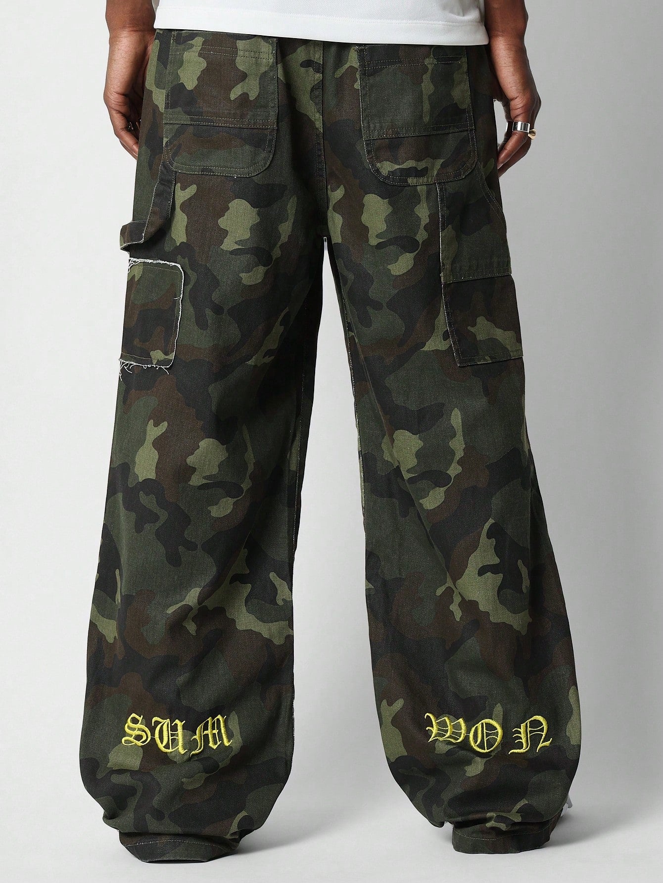 Loose Fit Carpenter Detail Jeans With Camo Print