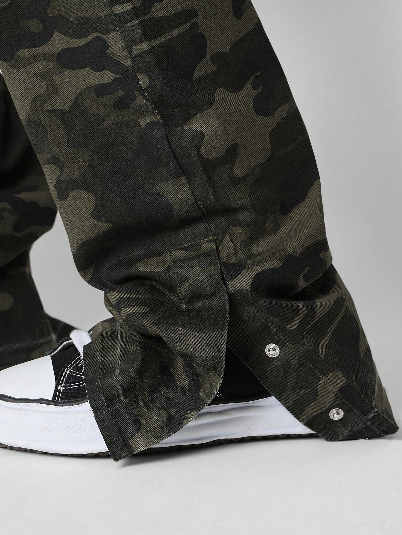 Camo Cargo Jeans With Paint Print