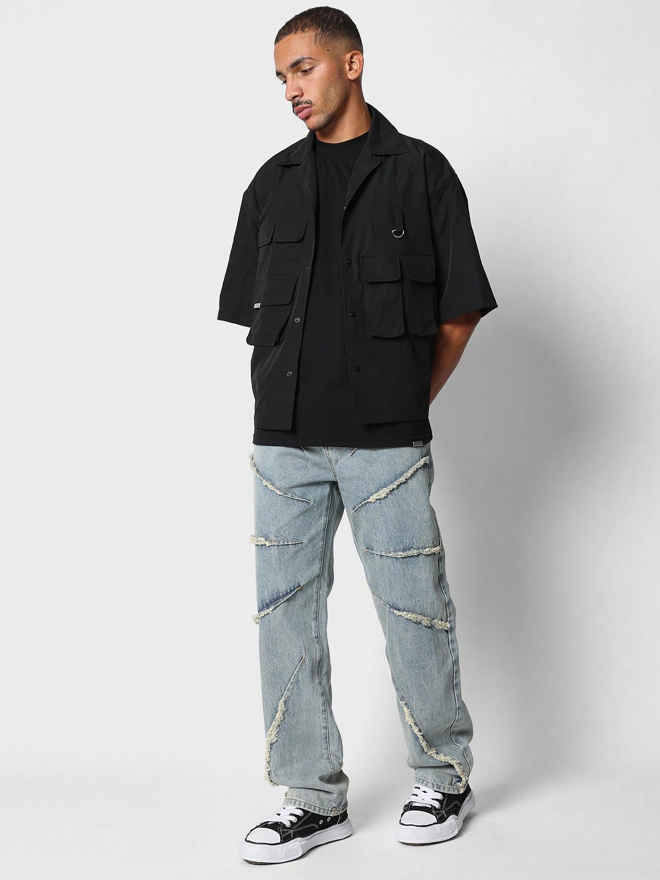 Flare Fit Jean With Raw Edge Seam Detail