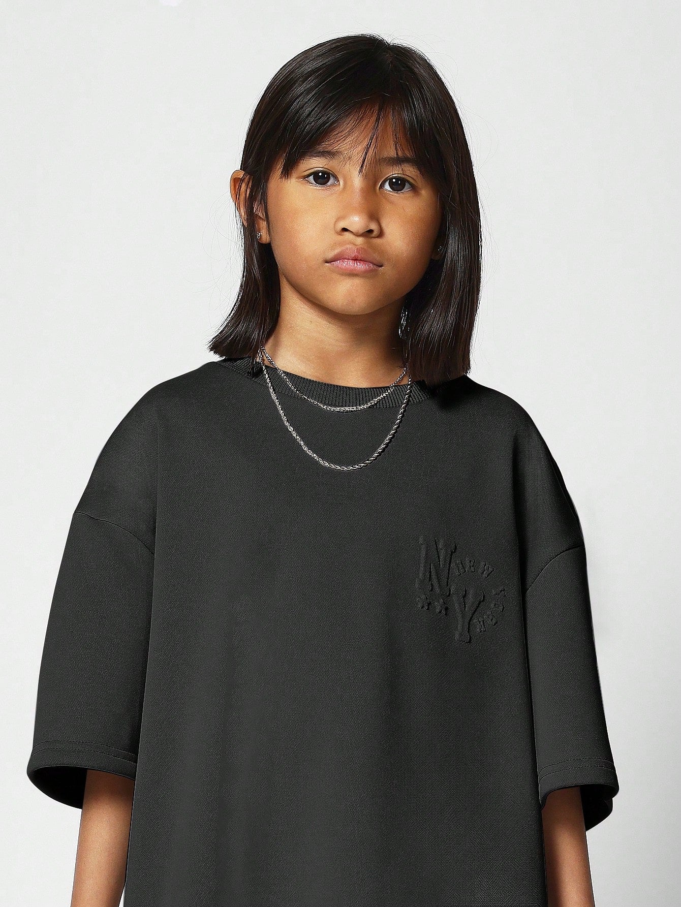 Tween Girl Oversized Fit Tee With Embossing