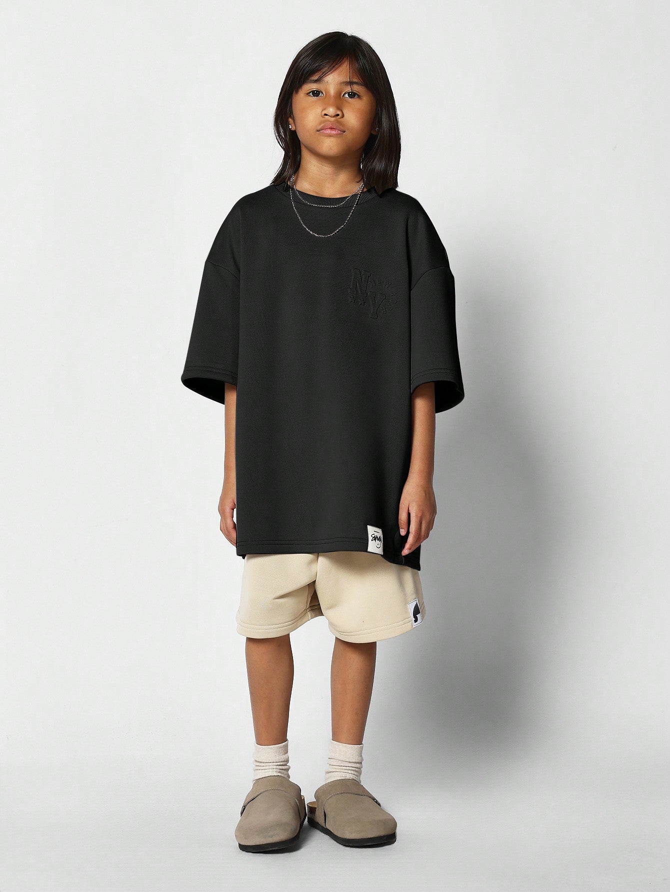 Tween Girl Oversized Fit Tee With Embossing