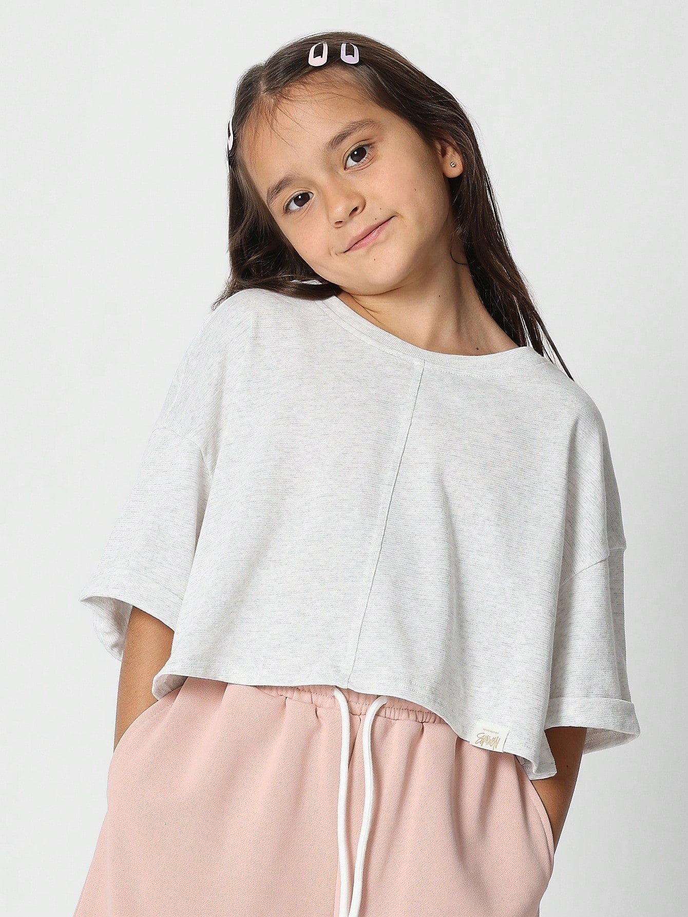 Tween Girls Raw Hem Crop Fit Tee