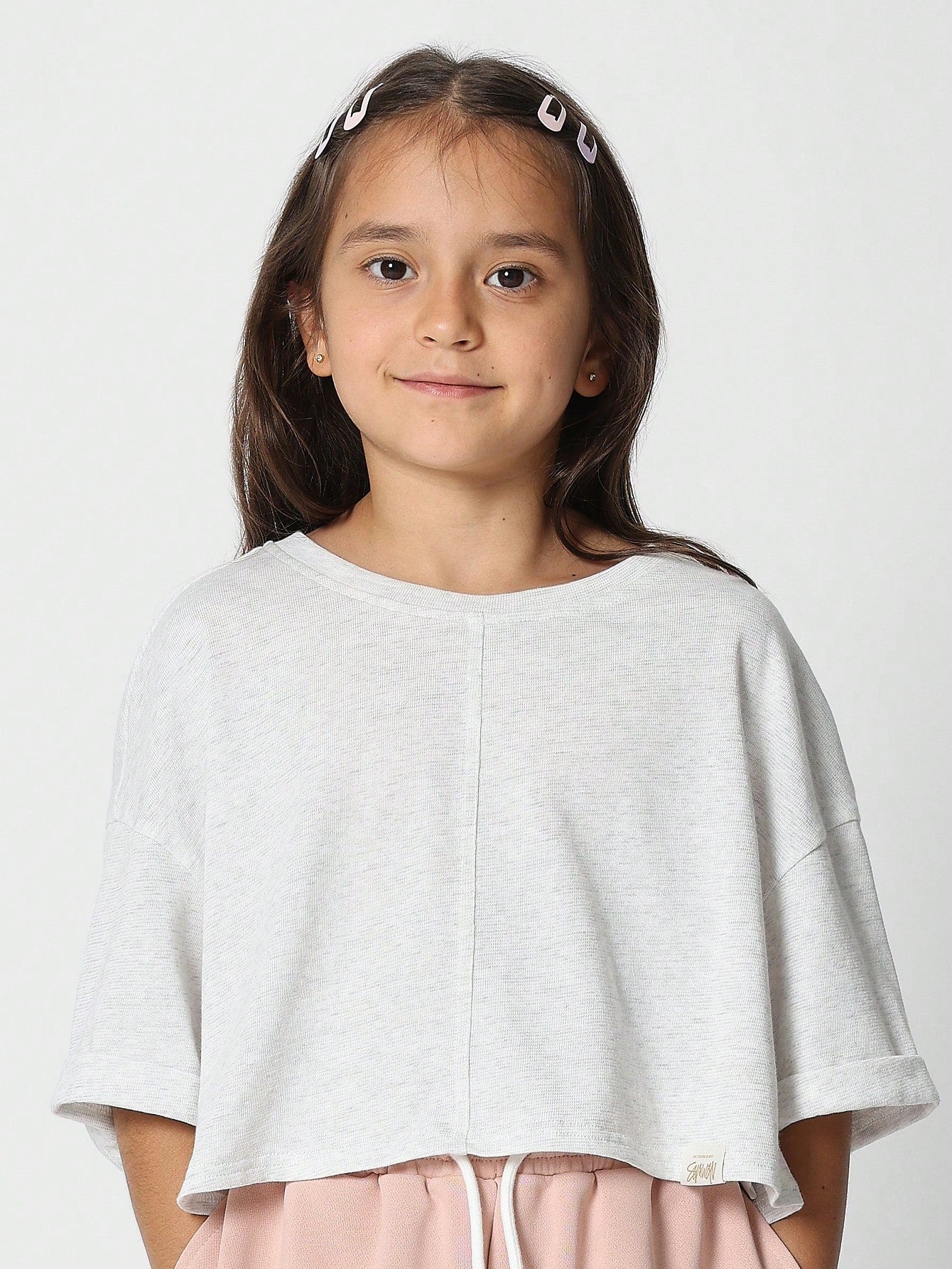 Tween Girls Raw Hem Crop Fit Tee