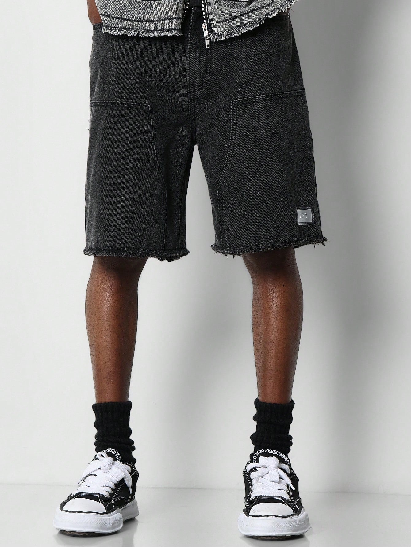 Raw Edge Washed Denim Short