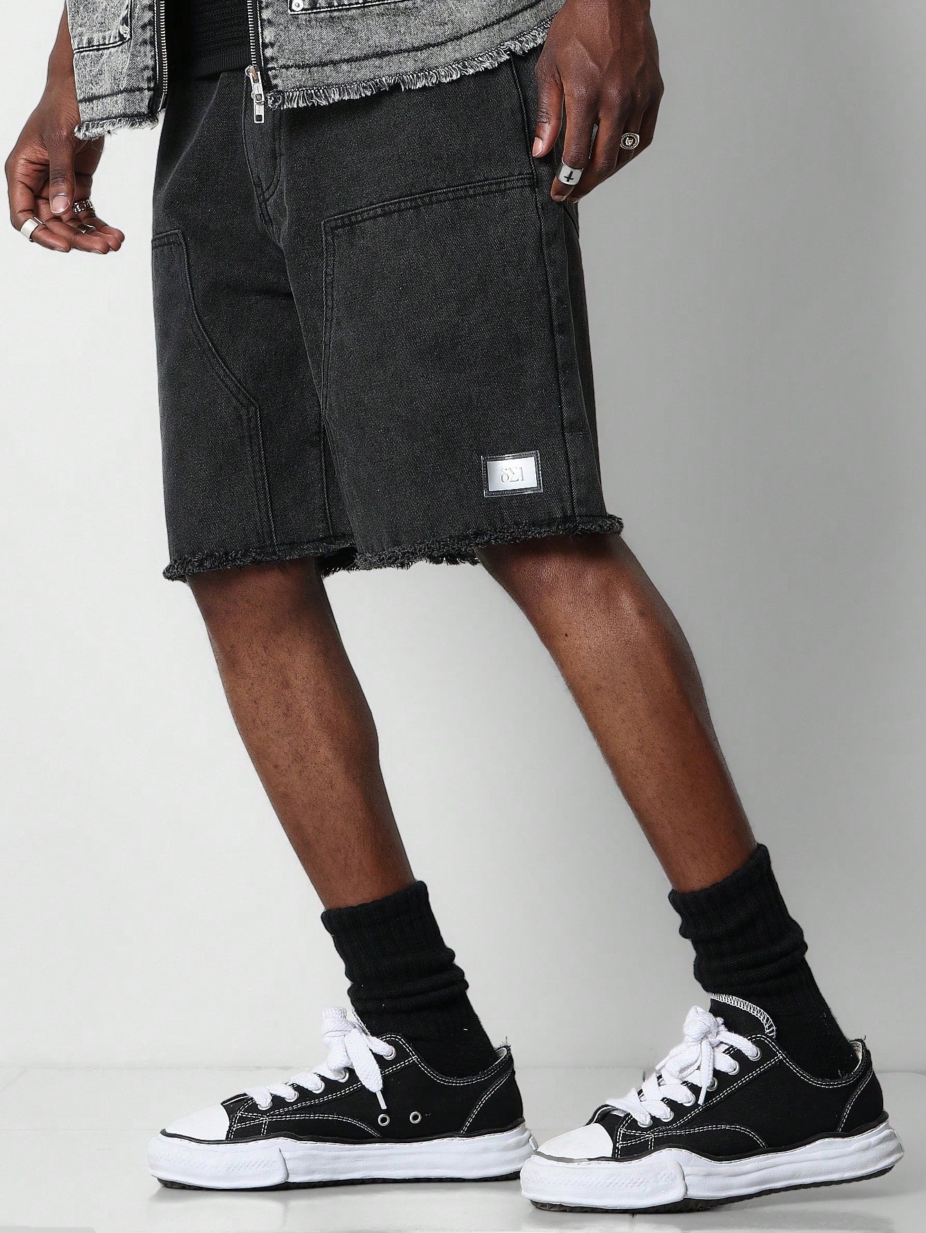 Raw Edge Washed Denim Short